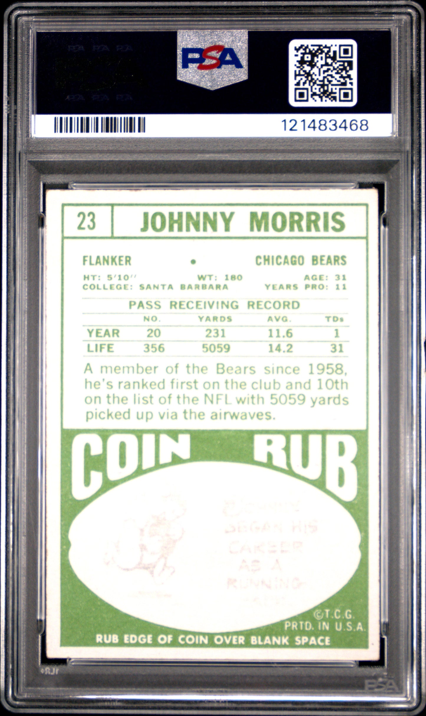1968 Topps Johnny Morris #23 PSA 4