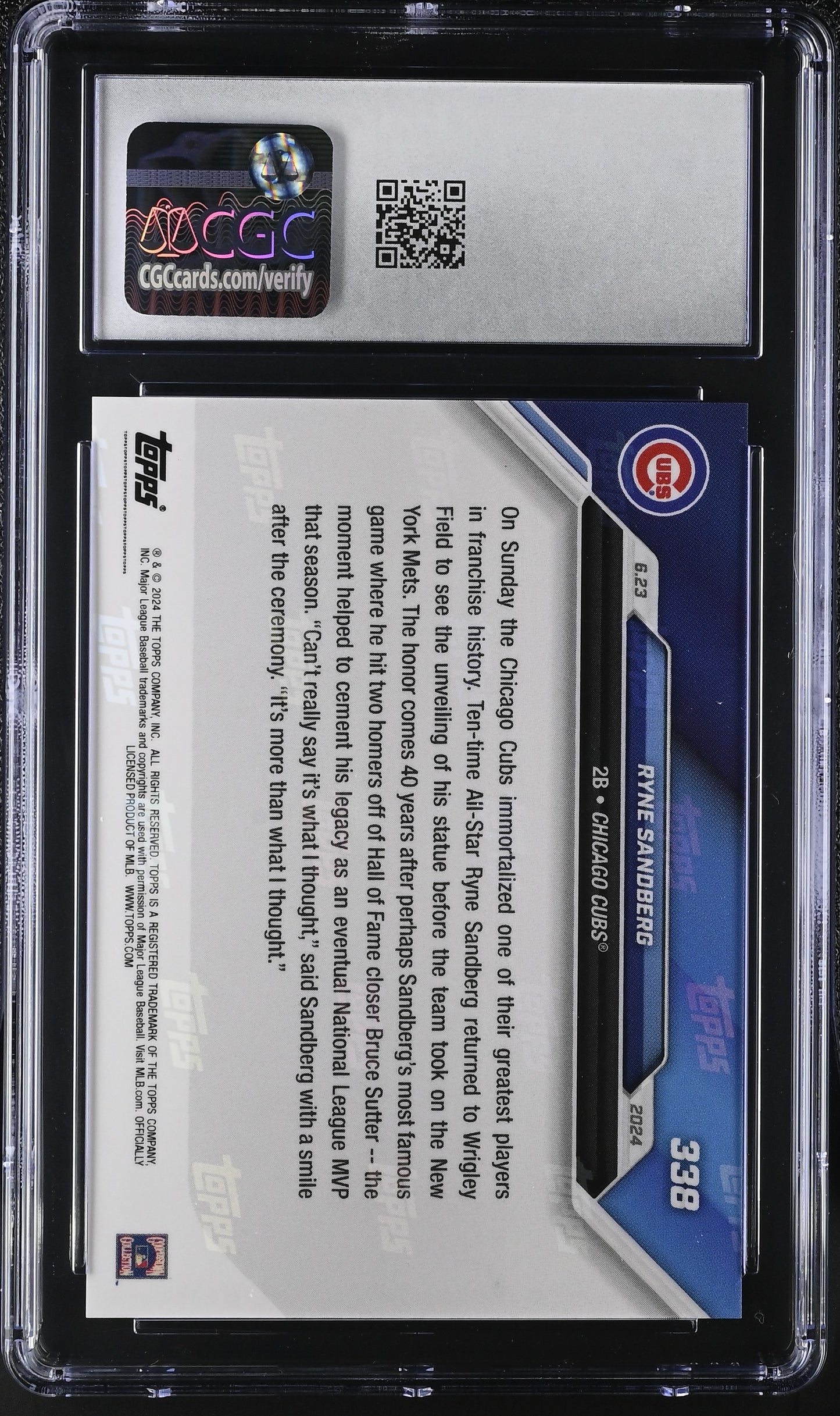 2024 Topps Now Ryne Sandberg #338 CGC 10