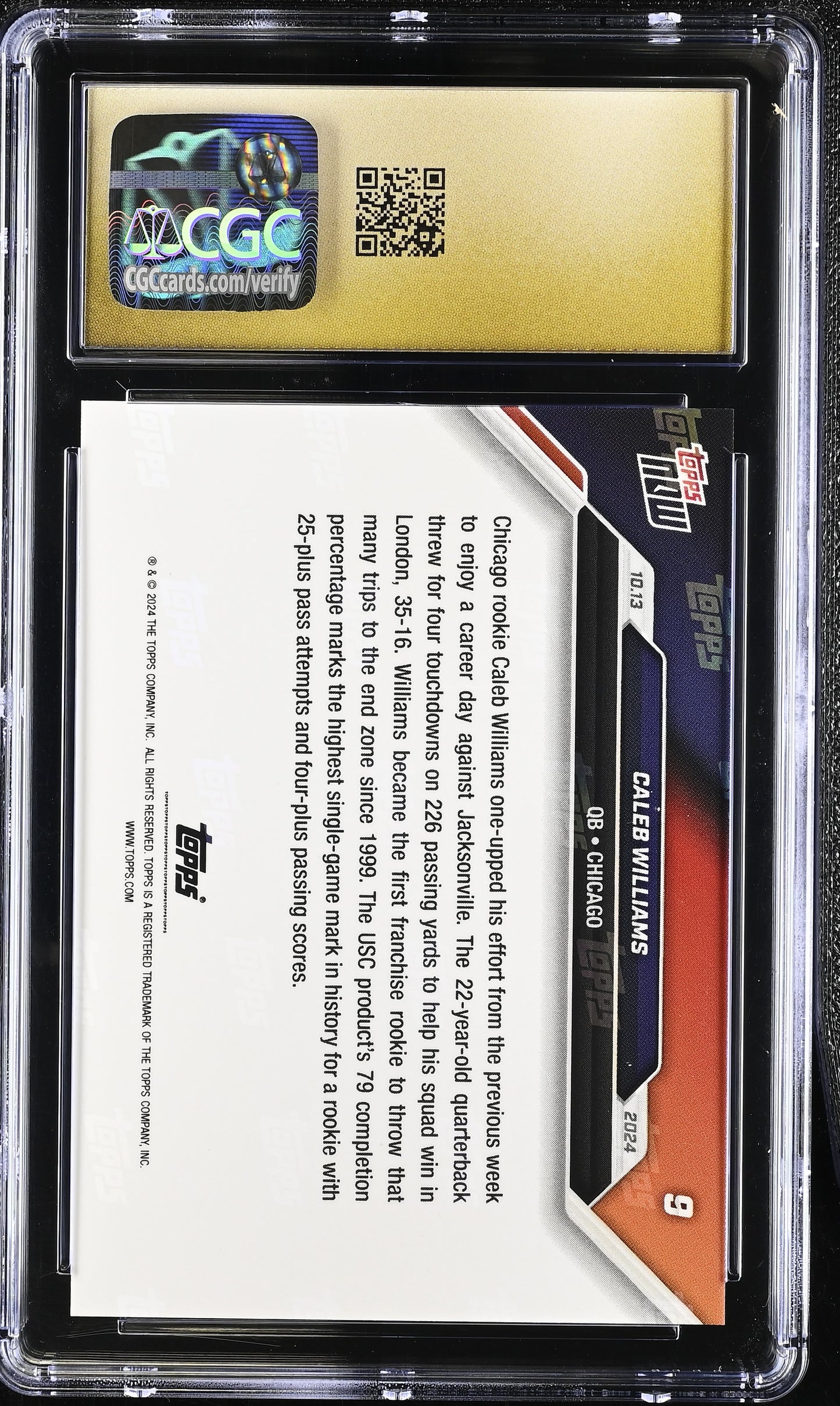 2024 Topps Now Caleb Williams #9 CGC 10