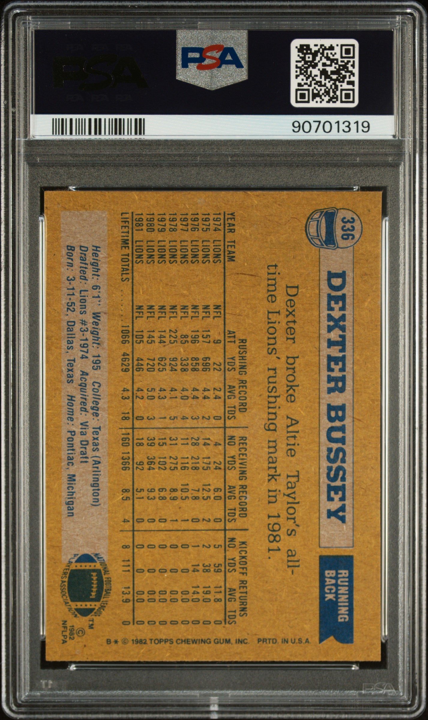 1982 Topps Dexter Bussey #336 PSA 9