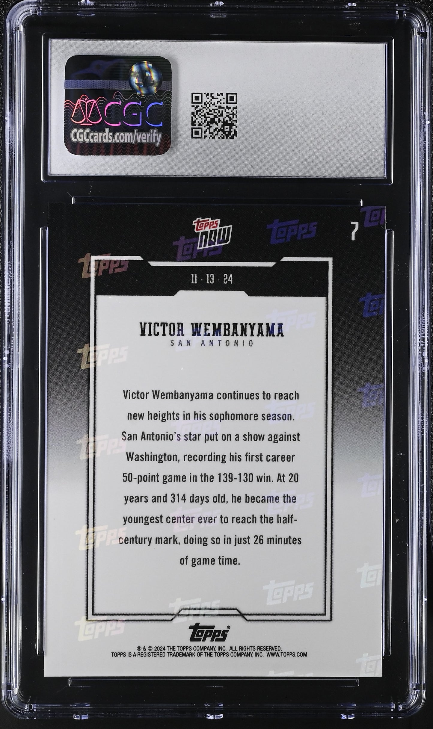 2024-25 Topps Now Victor Wembanyama #7 CGC 9