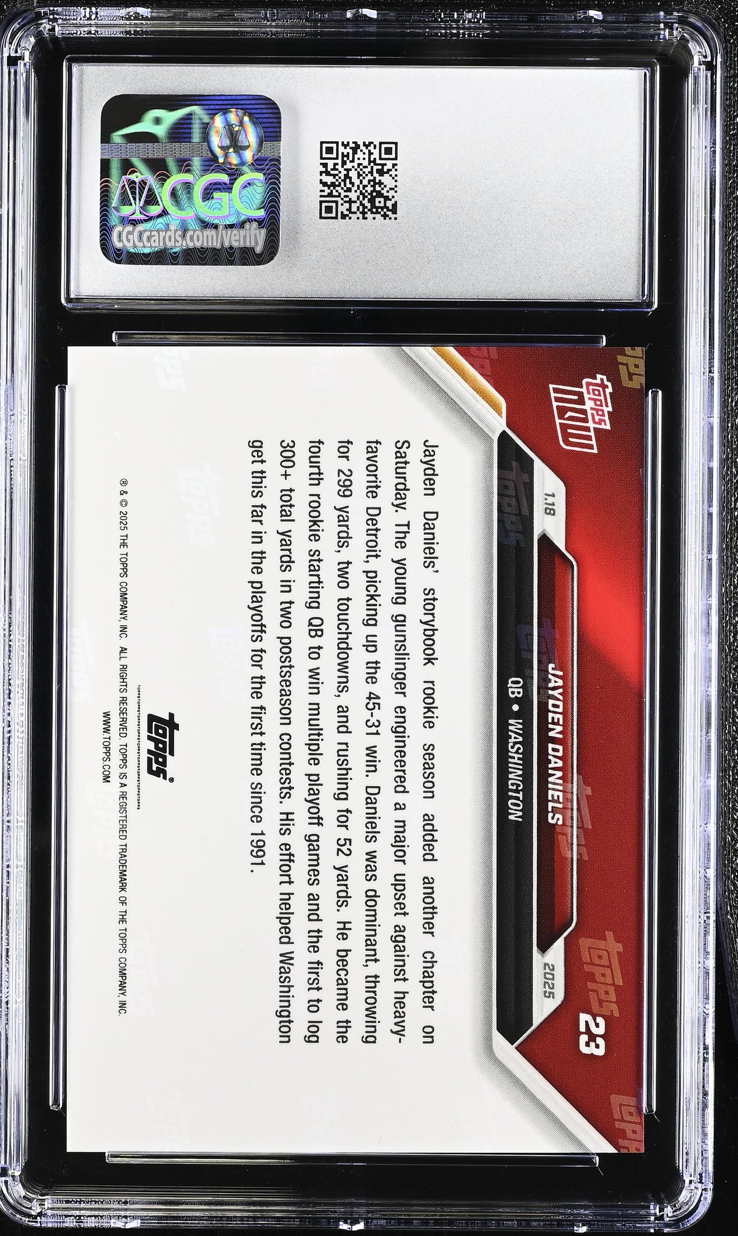 2025 Topps Now Jayden Daniels #23 CGC 9