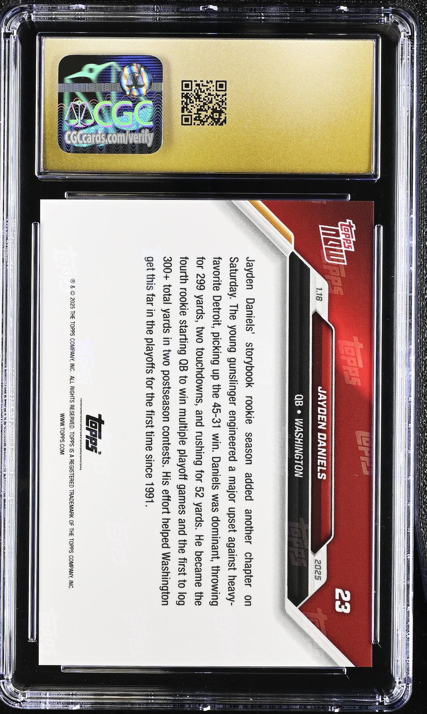2025 Topps Now Jayden Daniels #23 CGC 10 Pristine Black Label