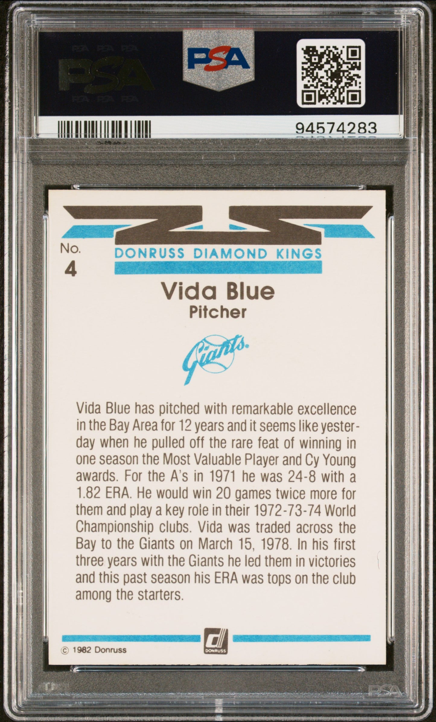 1982 Donruss Vida Blue #4 Diamond Kings PSA 8