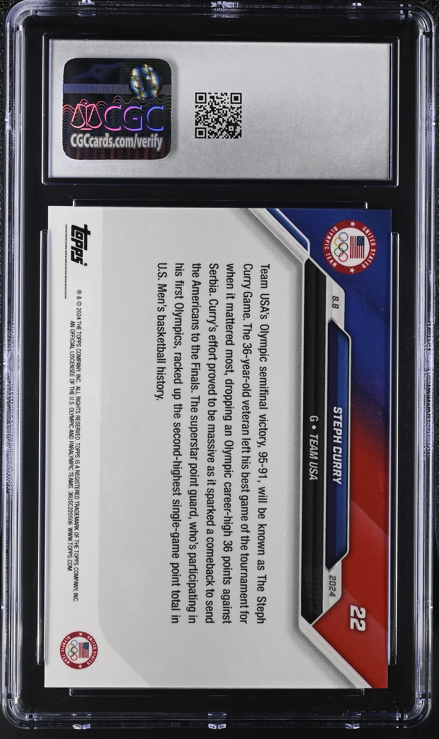 2024 Topps Now Olympic Games #22 CGC 10
