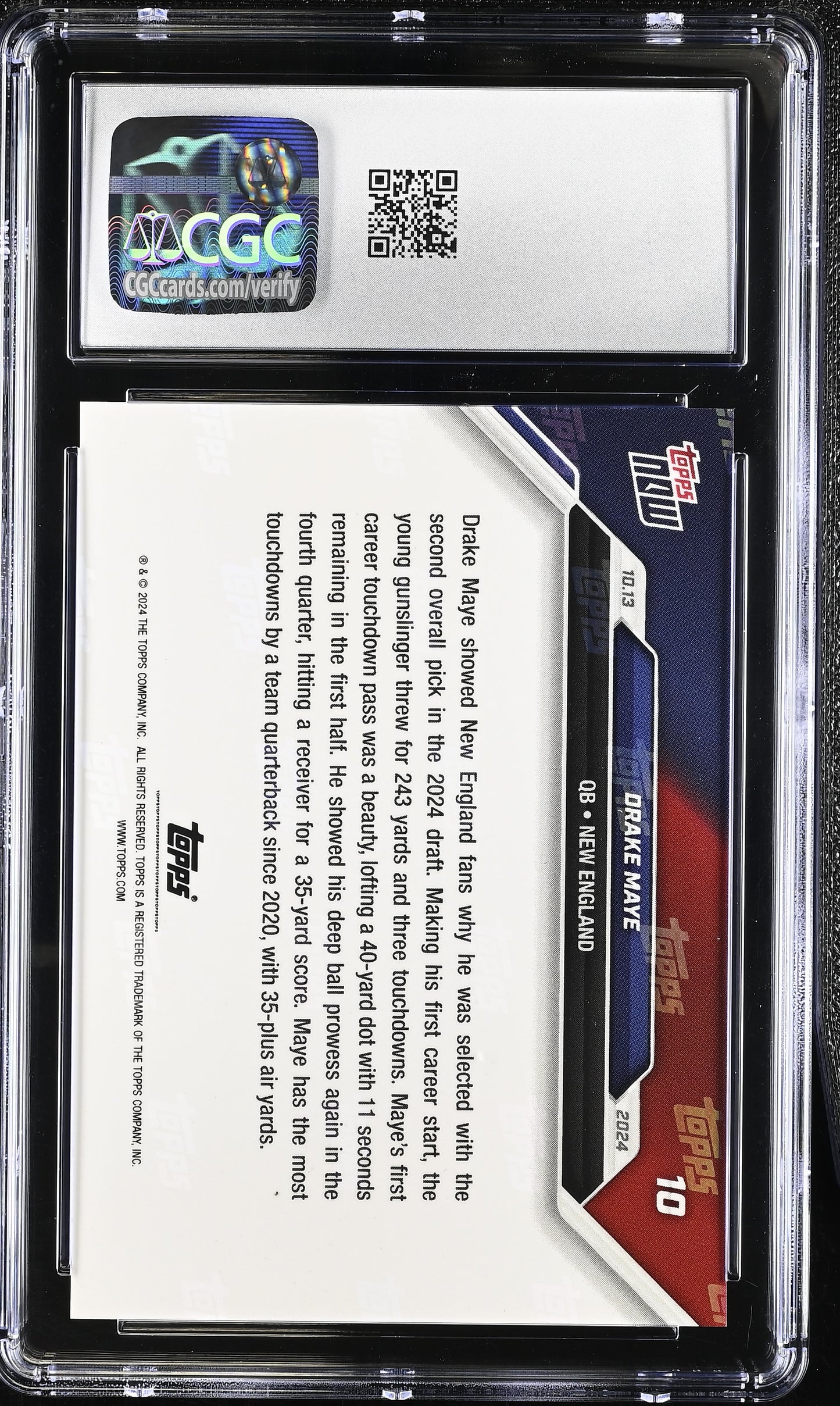 2024 Topps Now Drake Maye #10 CGC 9.5