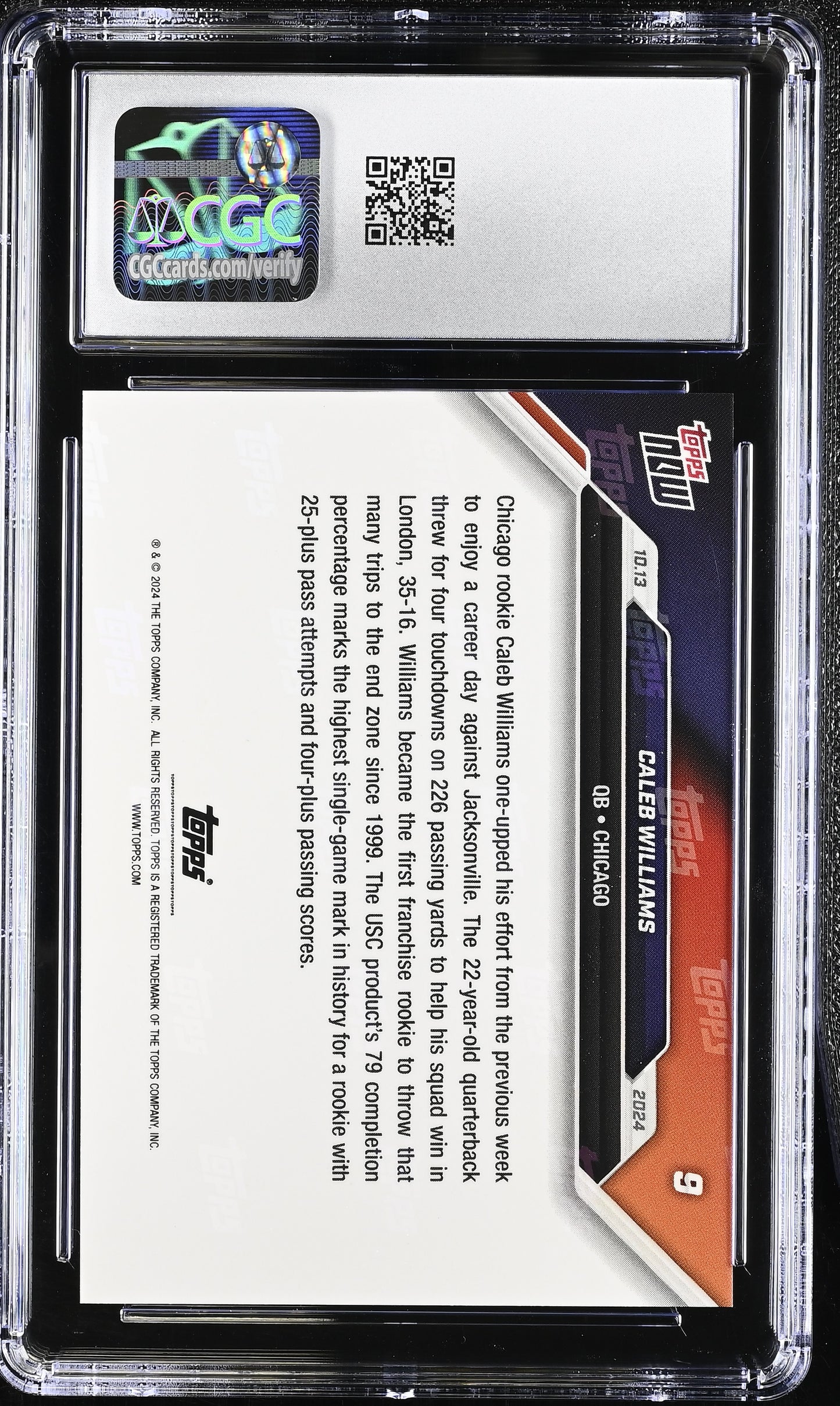 2024 Topps Now Caleb Williams #9 CGC 9