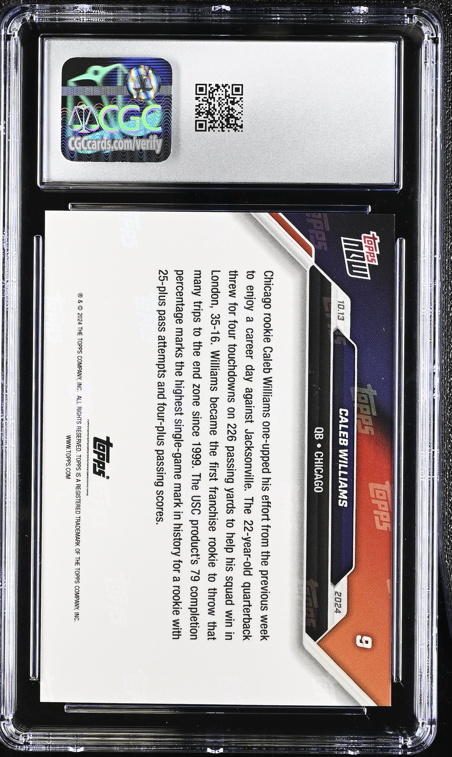 2024 Topps Now Caleb Williams #9 CGC 10