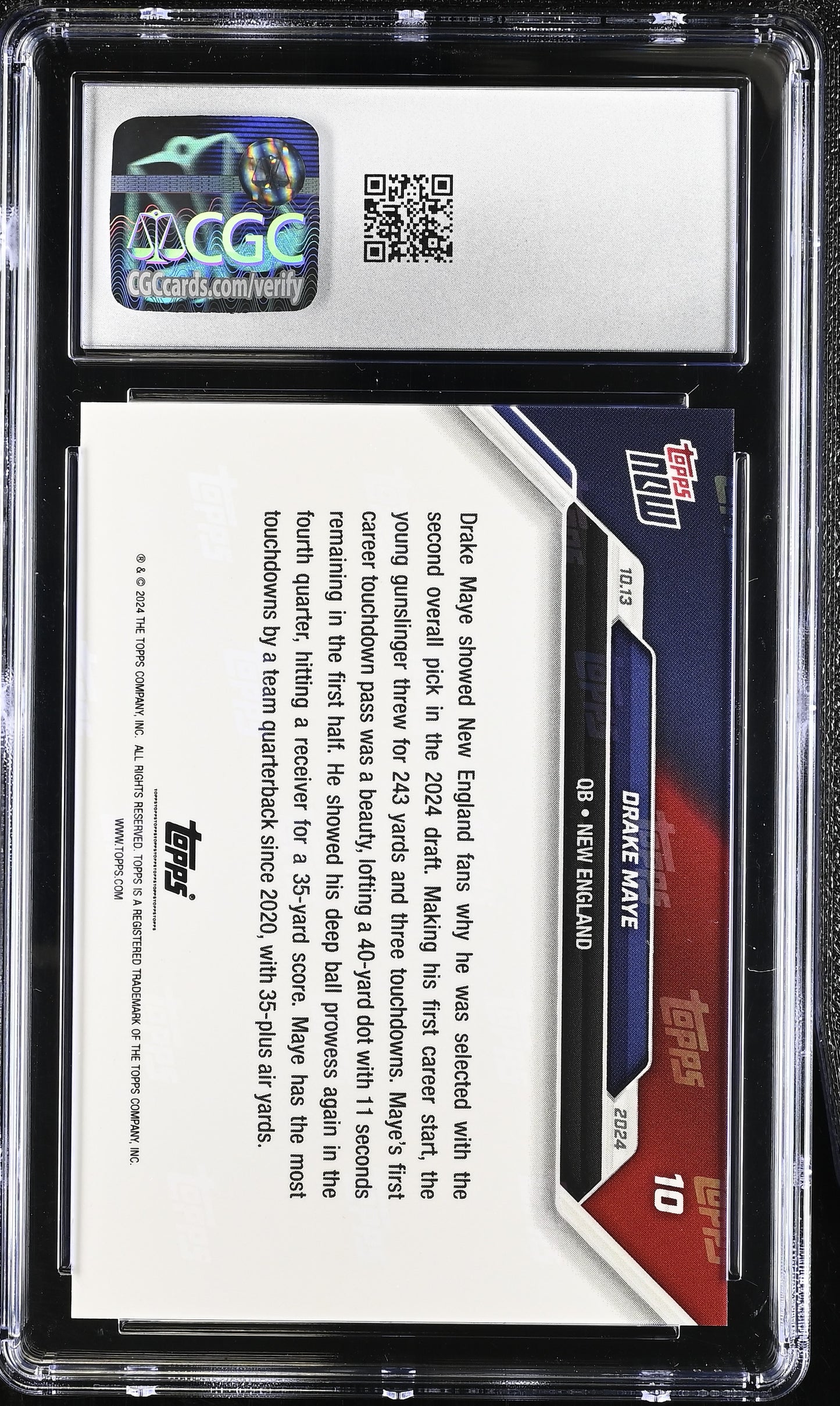 2024 Topps Now Drake Maye #10 CGC 9