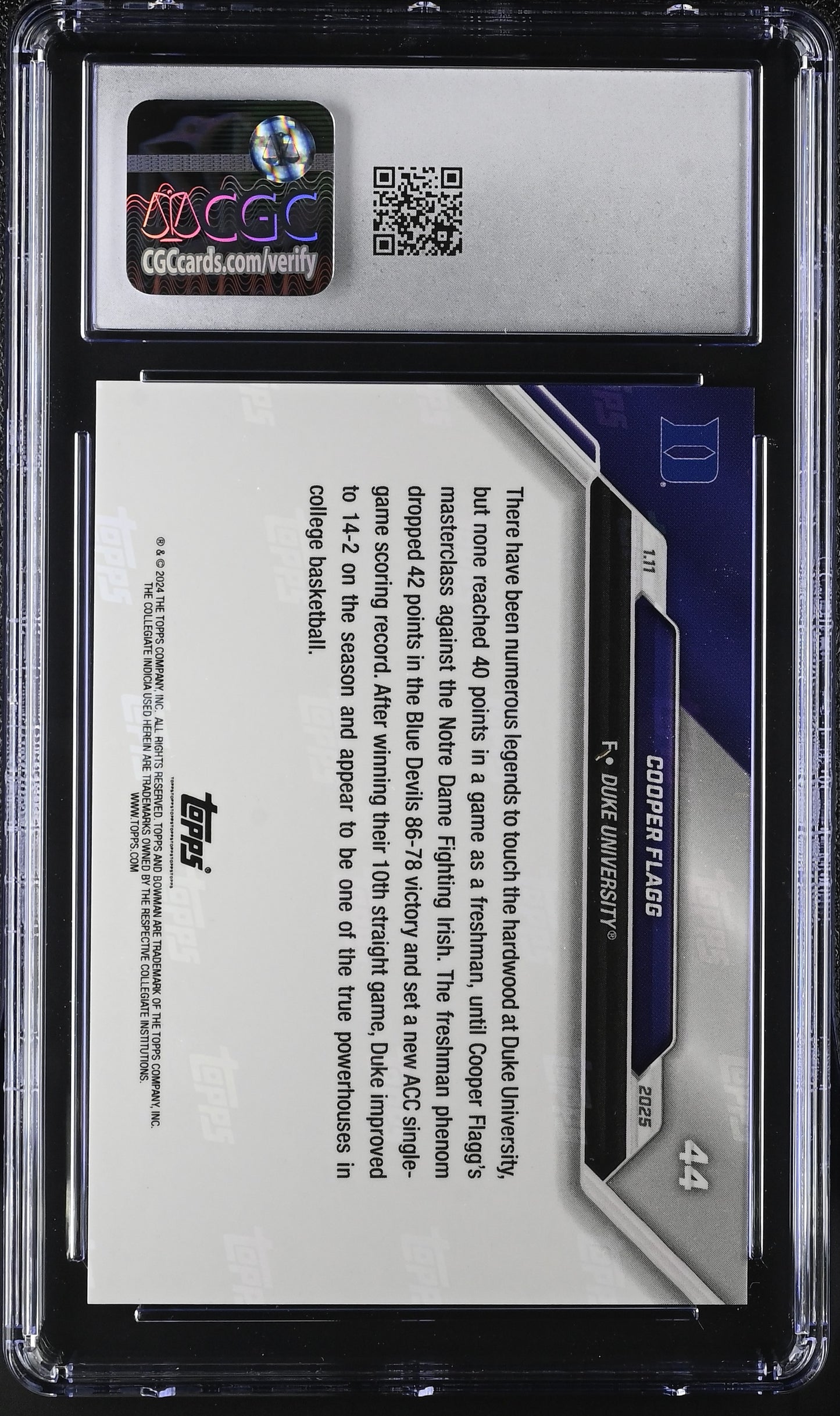 2024-25 Bowman U Now Cooper Flagg #44 CGC 10