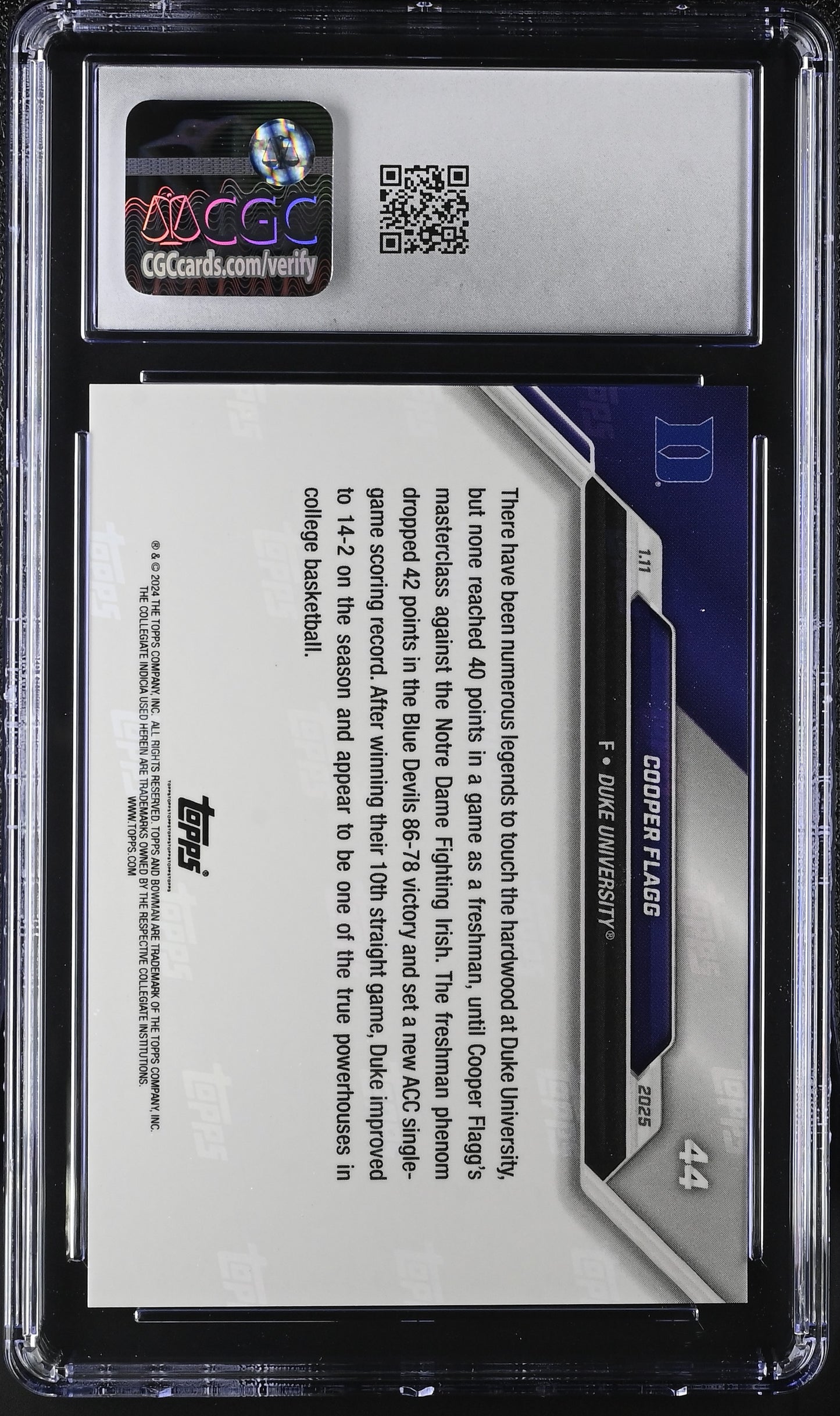 2024-25 Bowman U Now Cooper Flagg #44 CGC 10