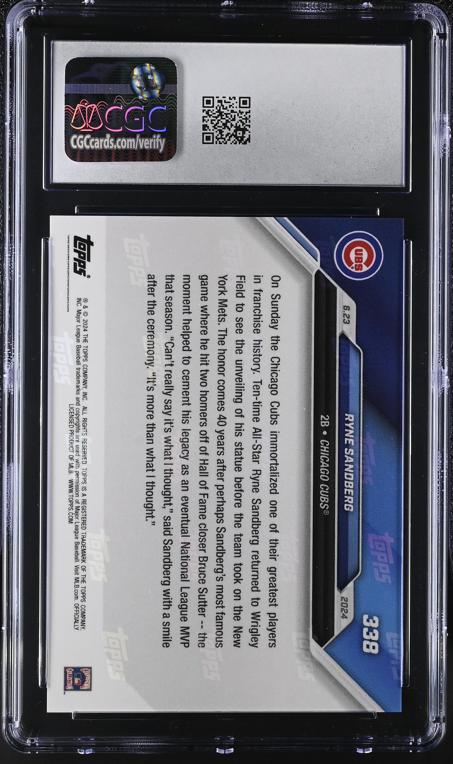 2024 Topps Now Ryne Sandberg #338 CGC 10