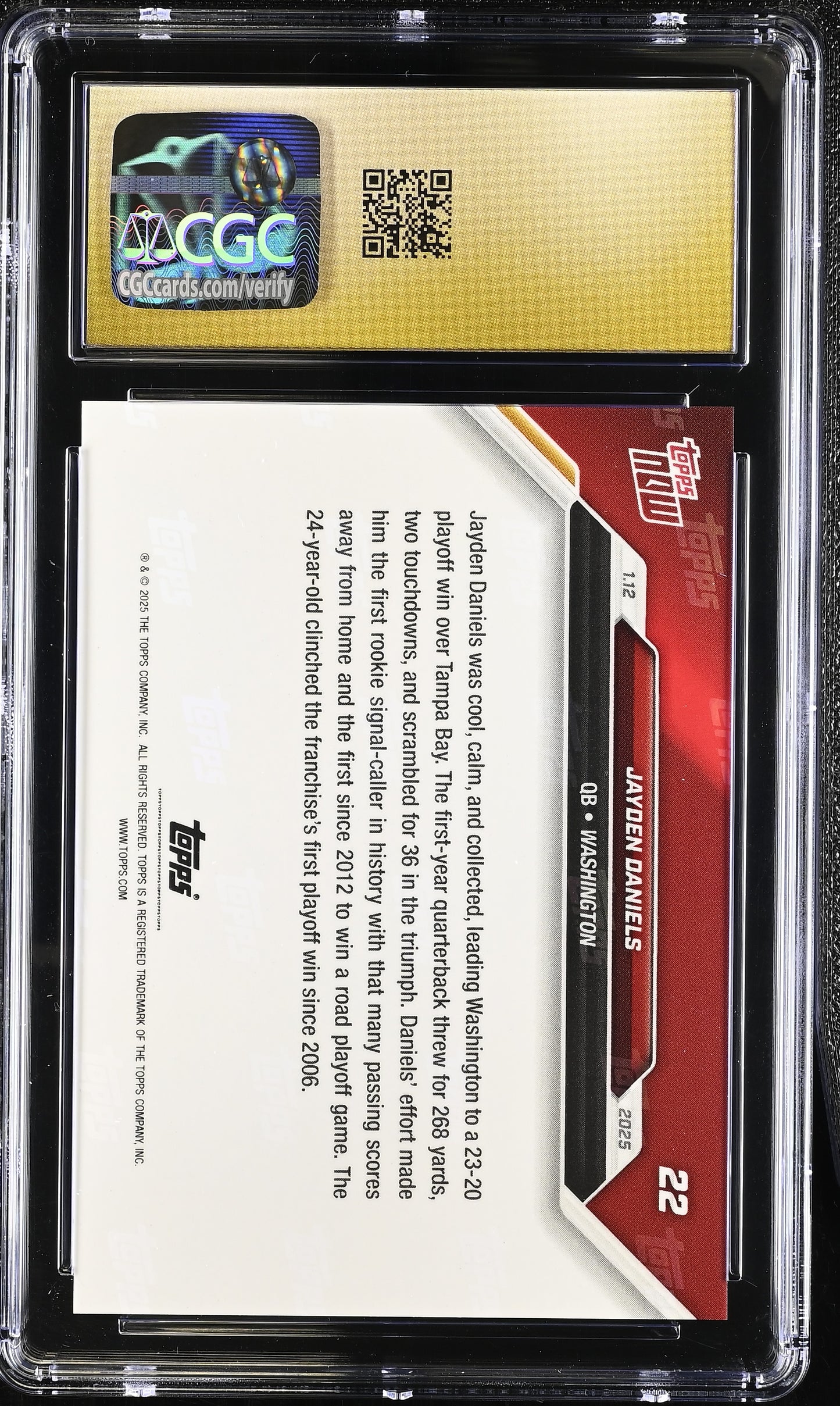 2024 Topps Now Jayden Daniels #22 CGC 10 Pristine Black Label