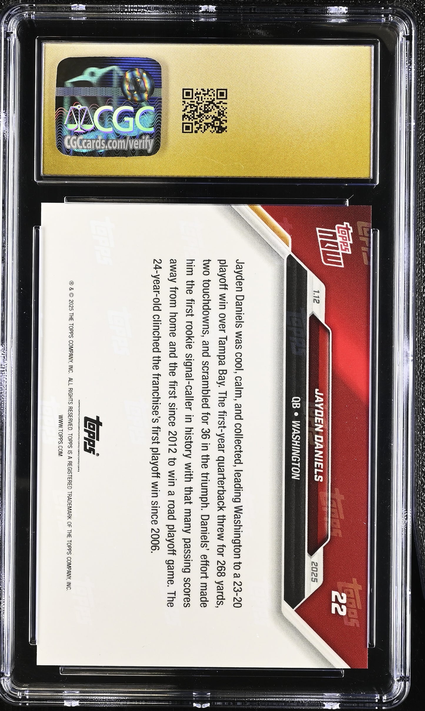 2024 Topps Now Jayden Daniels #22 CGC 10 Pristine Black Label