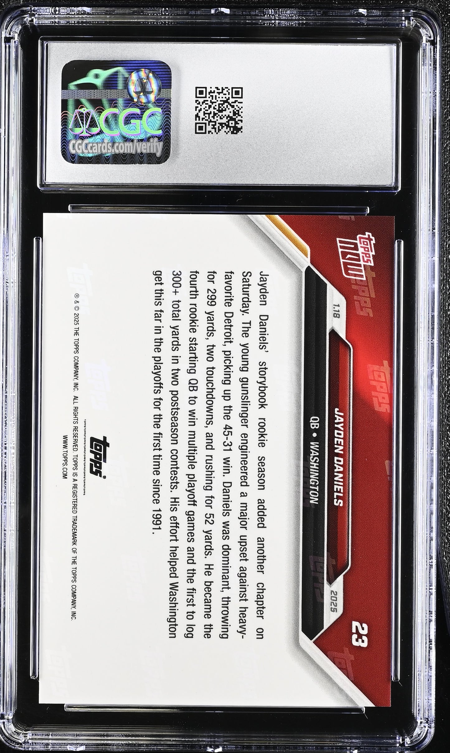 2025 Topps Now Jayden Daniels #23 CGC 10