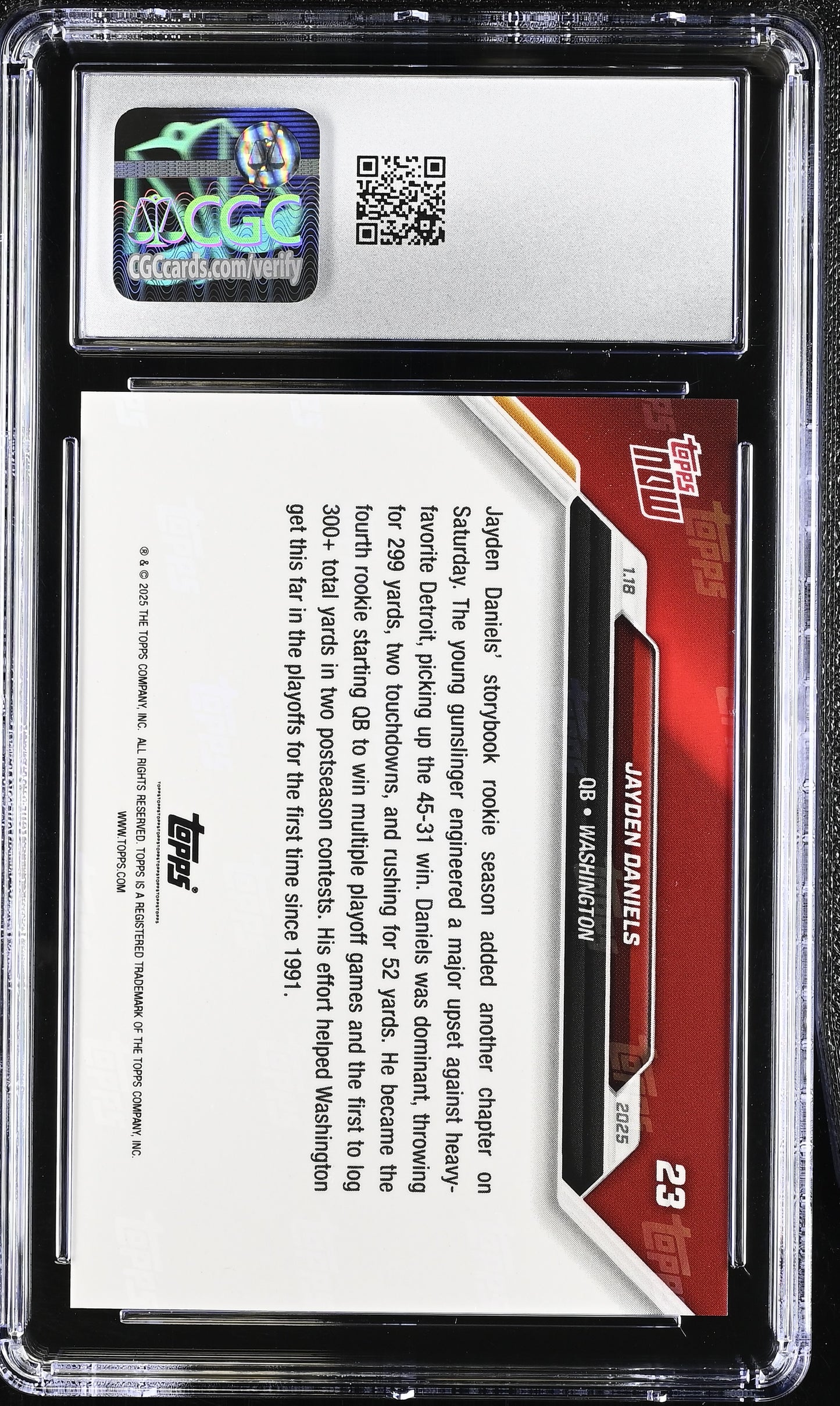 2025 Topps Now Jayden Daniels #23 CGC 9