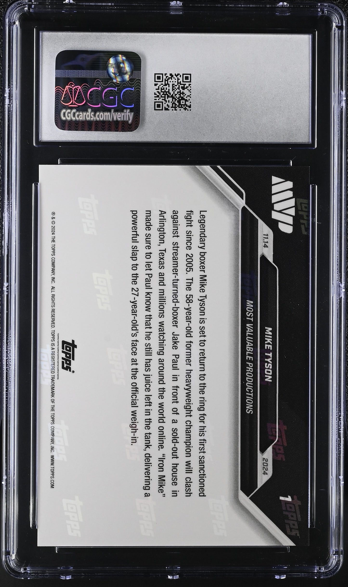 2024 Topps Now Boxing Mike Tyson #1 CGC 10