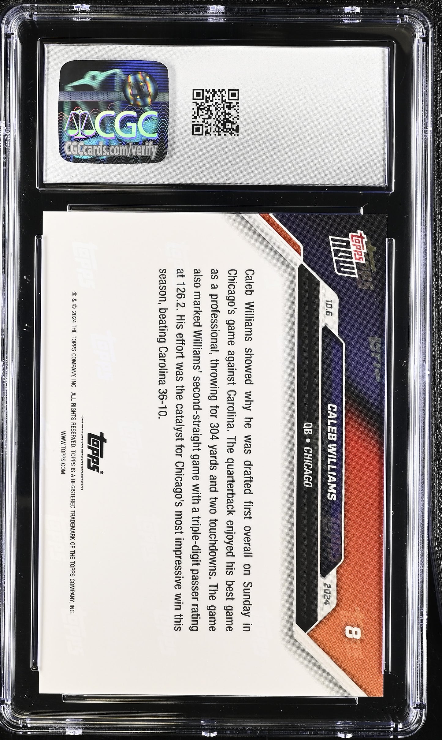 2024 Topps Now Caleb Williams #8 CGC 9.5