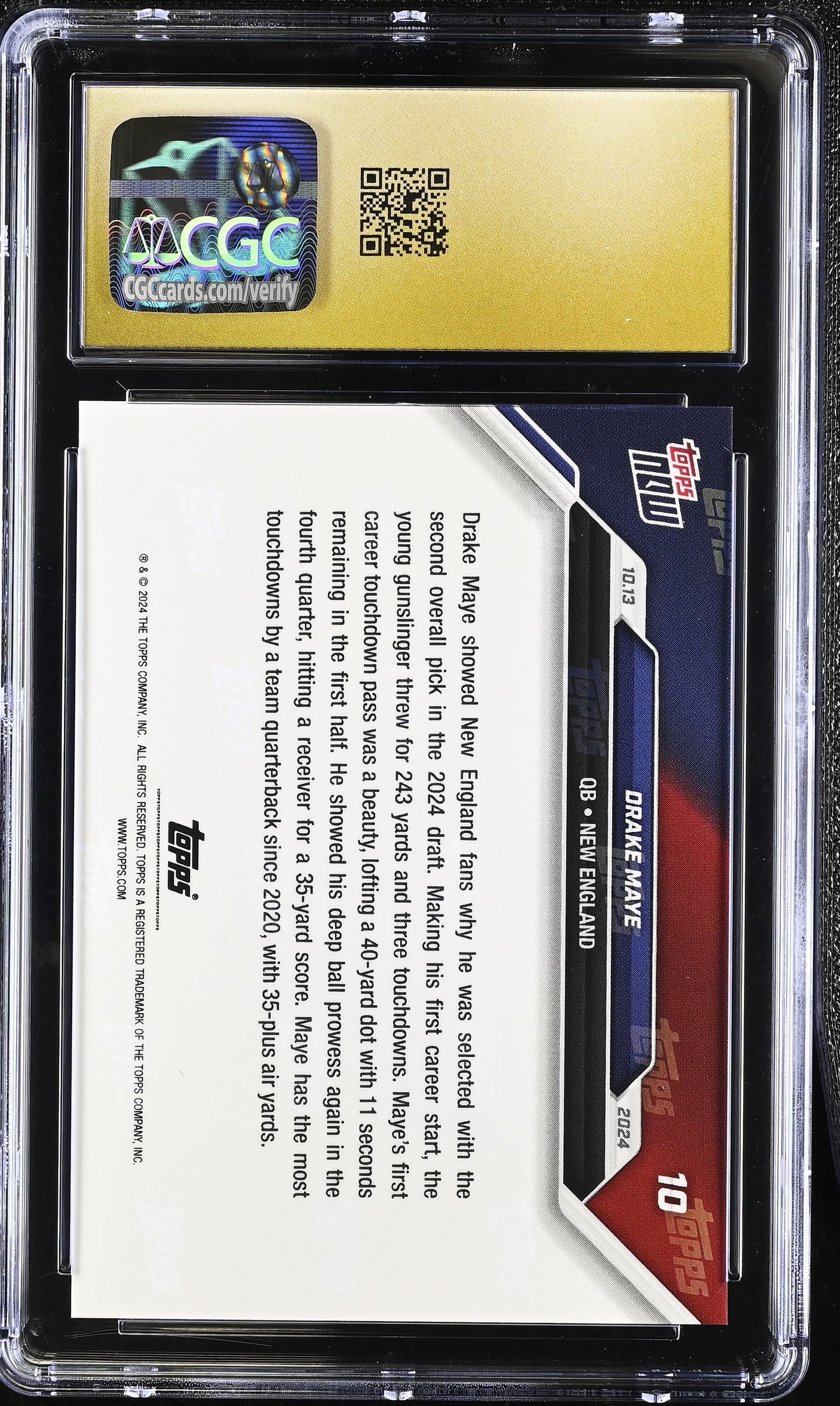 2024 Topps Now Drake Maye #10 CGC 10