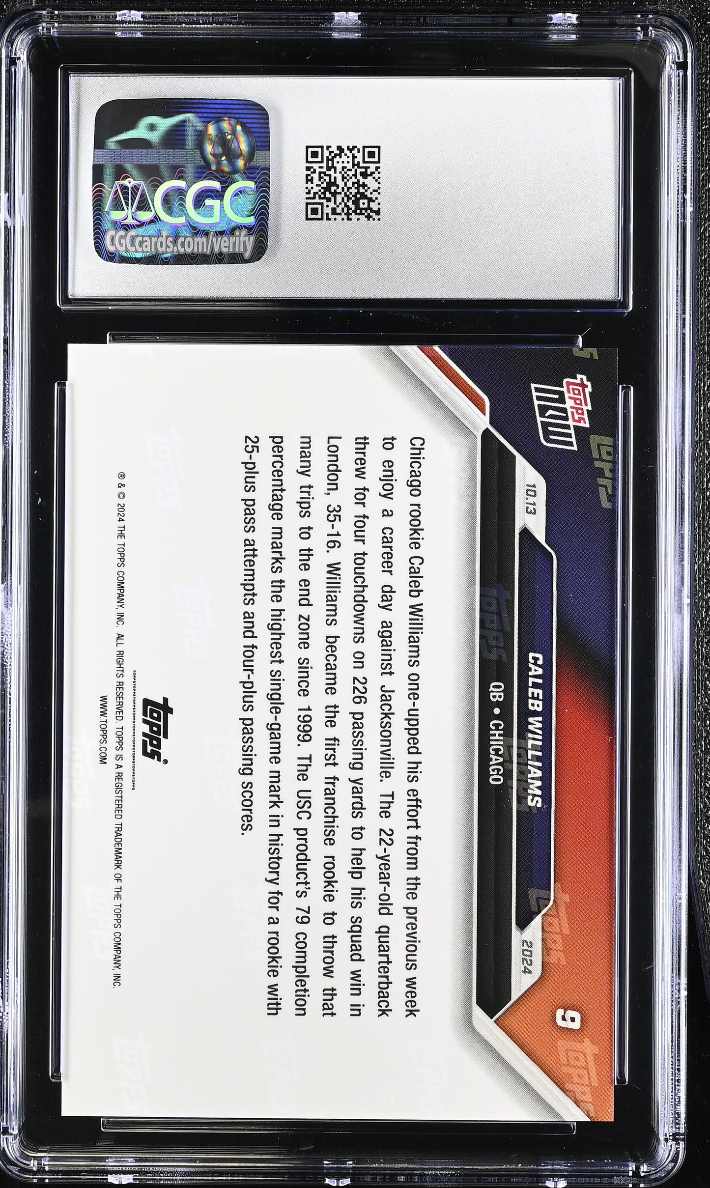 2024 Topps Now Caleb Williams #9 CGC 10