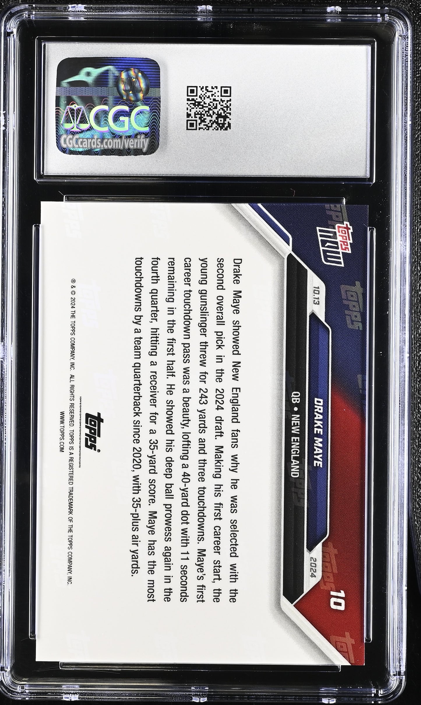 2024 Topps Now Drake Maye #10 CGC 9