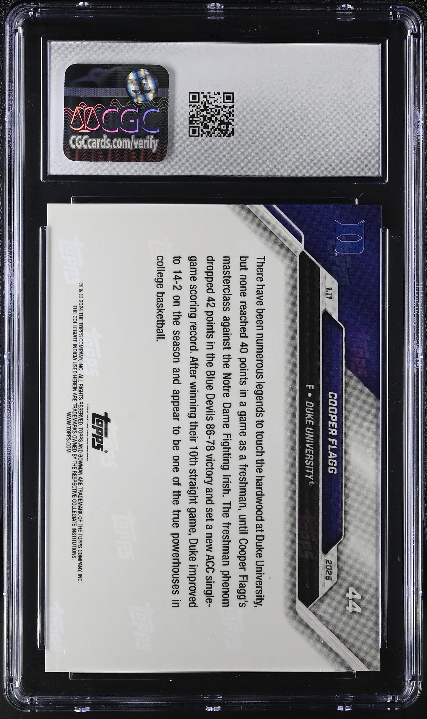 2024-25 Bowman U Now Cooper Flagg #44 CGC 10