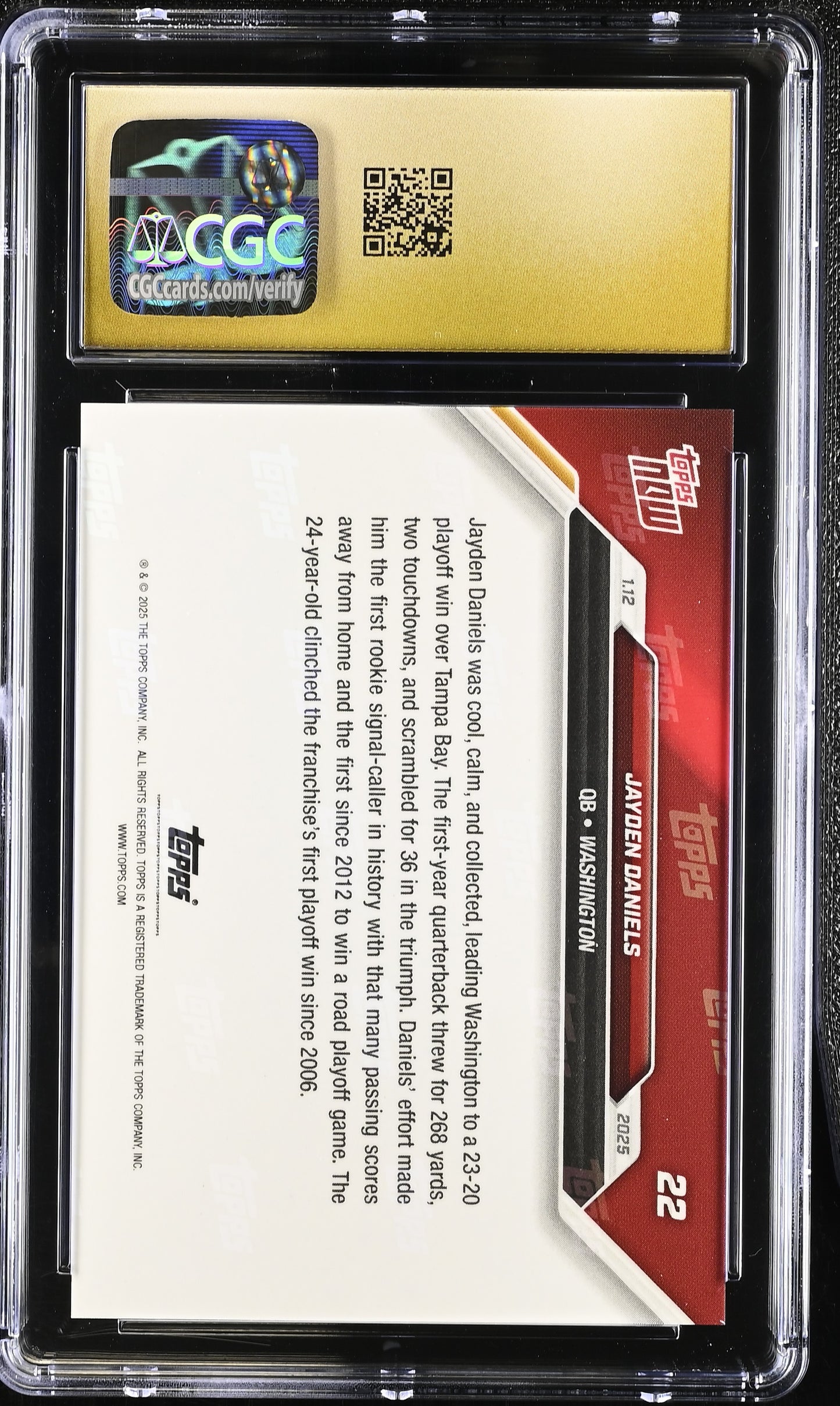 2024 Topps Now Jayden Daniels #22 CGC 10 Pristine Black Label