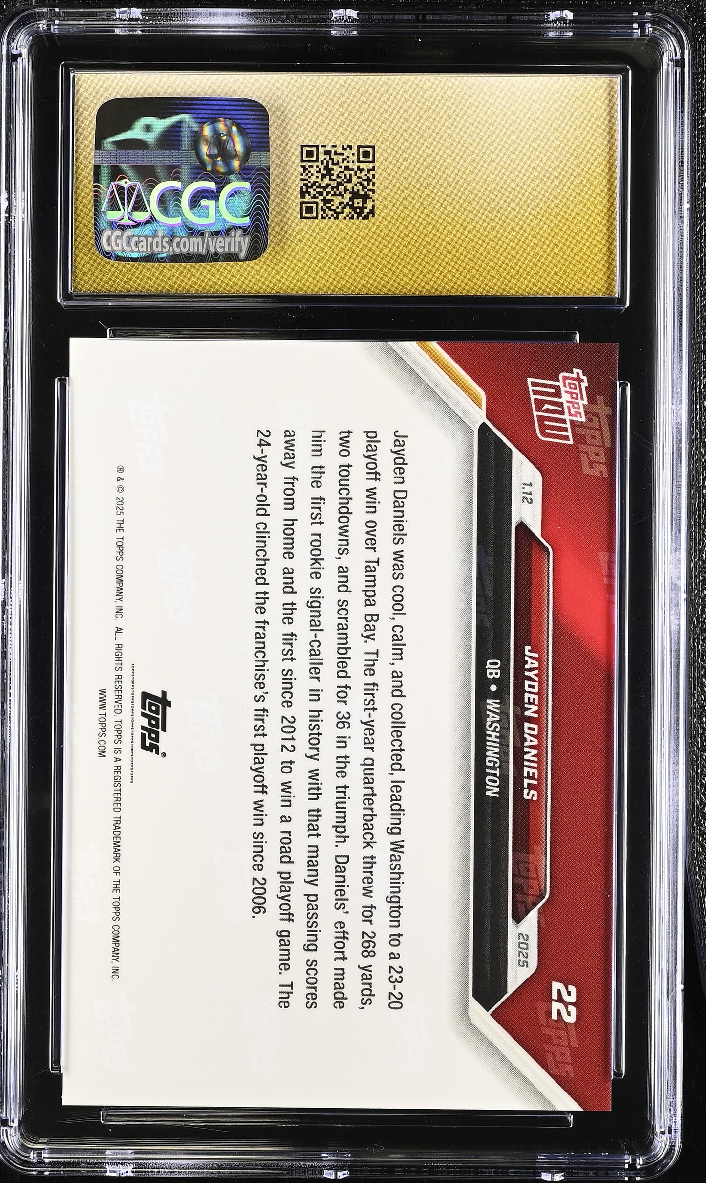 2024 Topps Now Jayden Daniels #22 CGC 10 Pristine Black Label