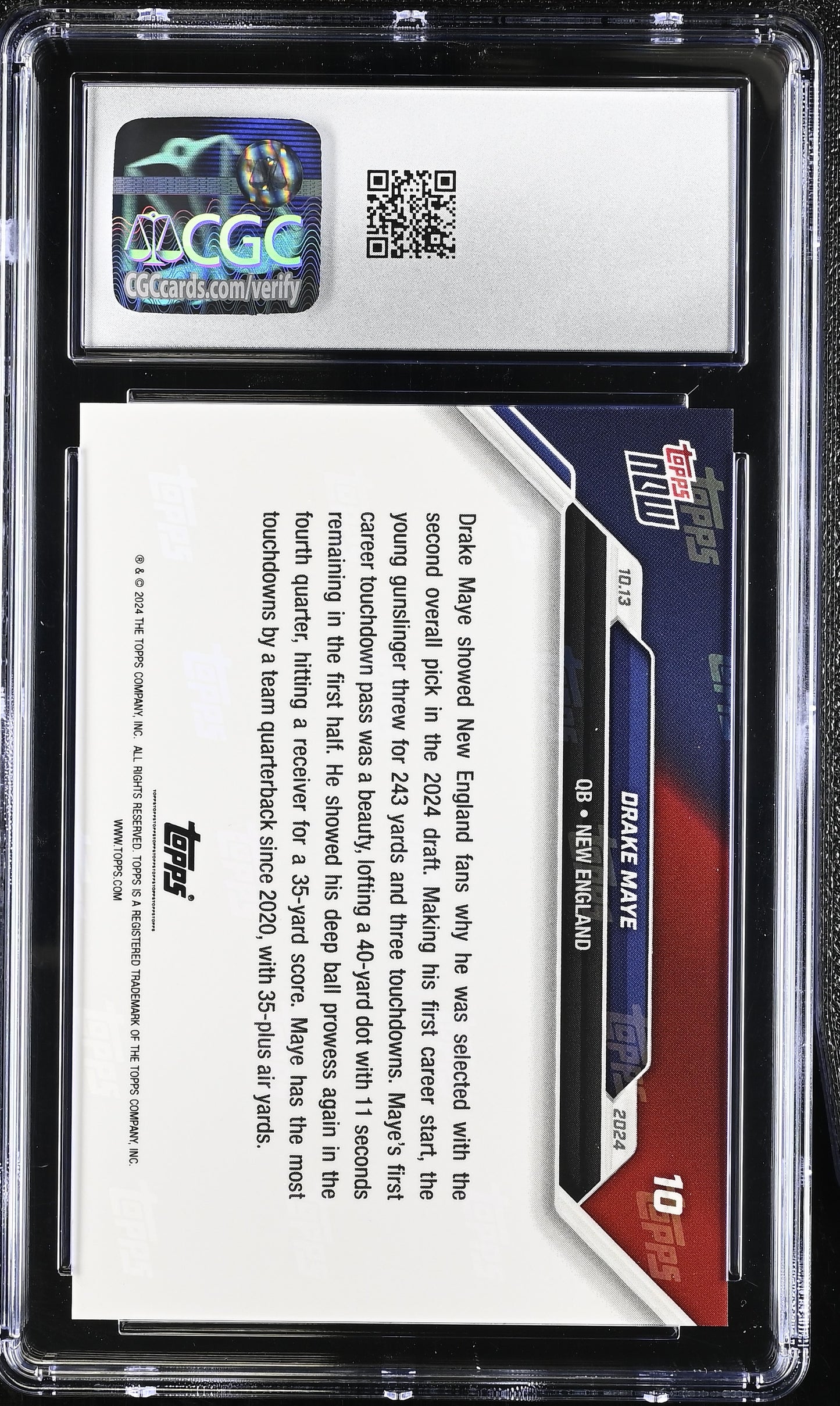 2024 Topps Now Drake Maye #10 CGC 10