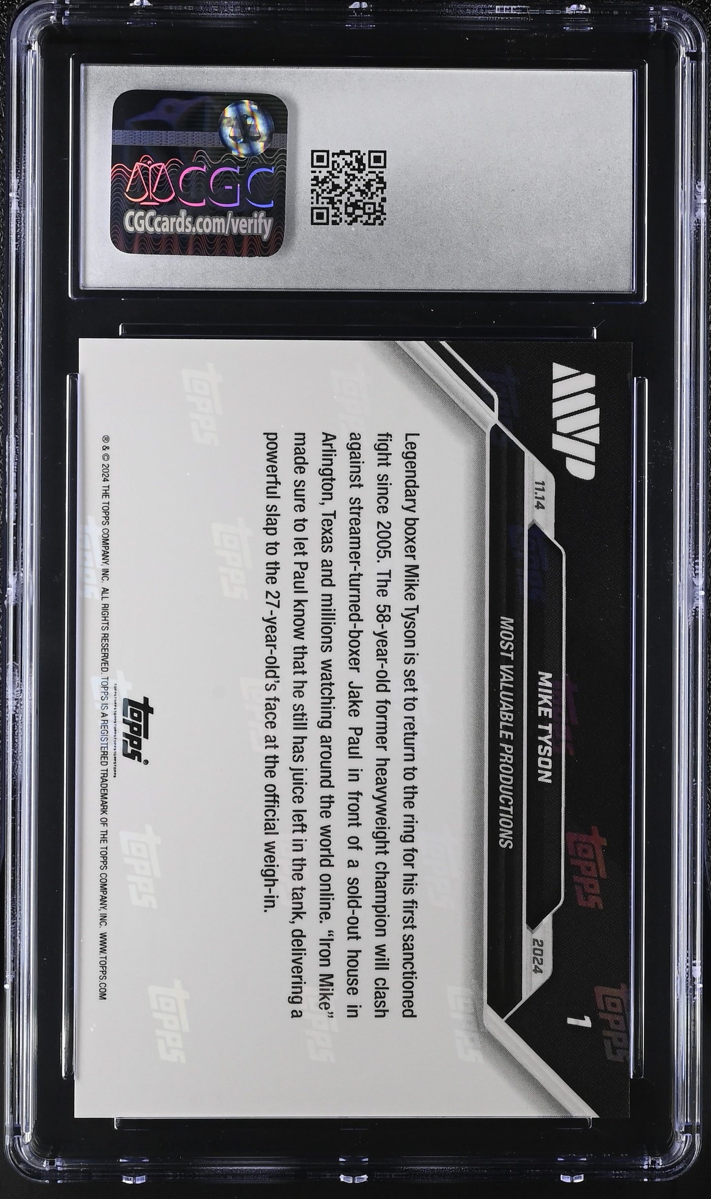 2024 Topps Now Boxing Mike Tyson #1 CGC 10