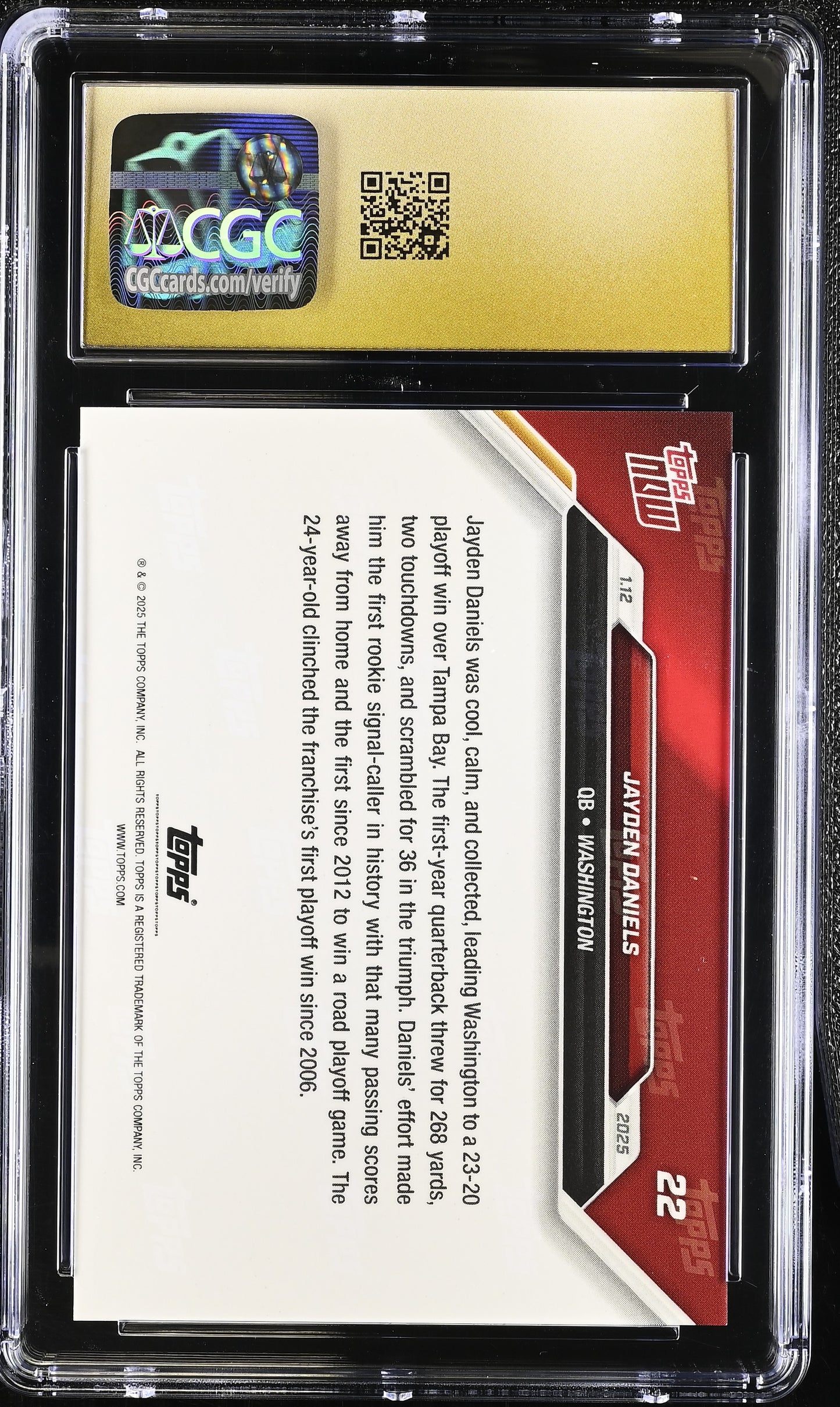 2024 Topps Now Jayden Daniels #22 CGC 10 Pristine Black Label