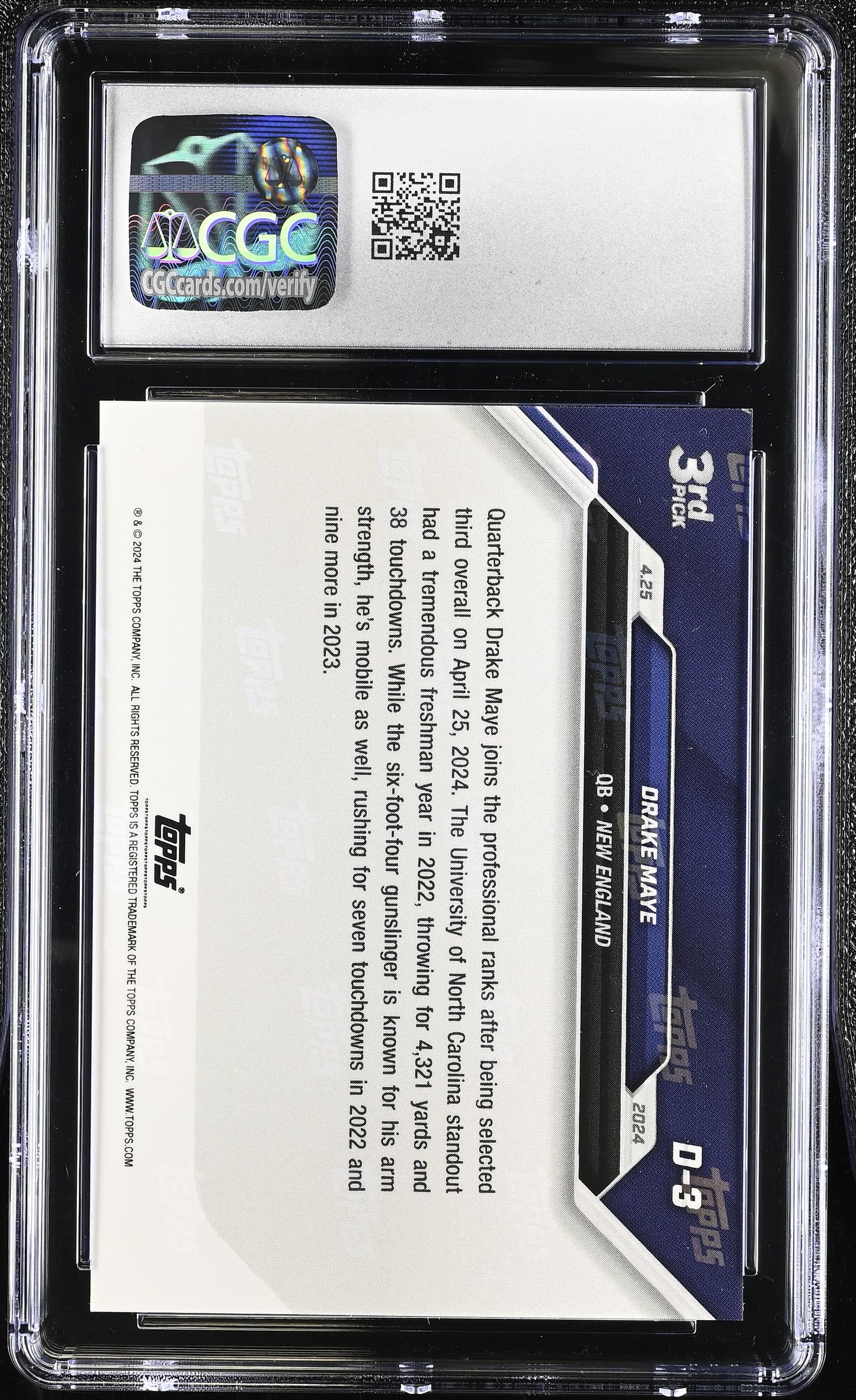 2024 Topps Now Drake Maye #D-3 Draft CGC 9