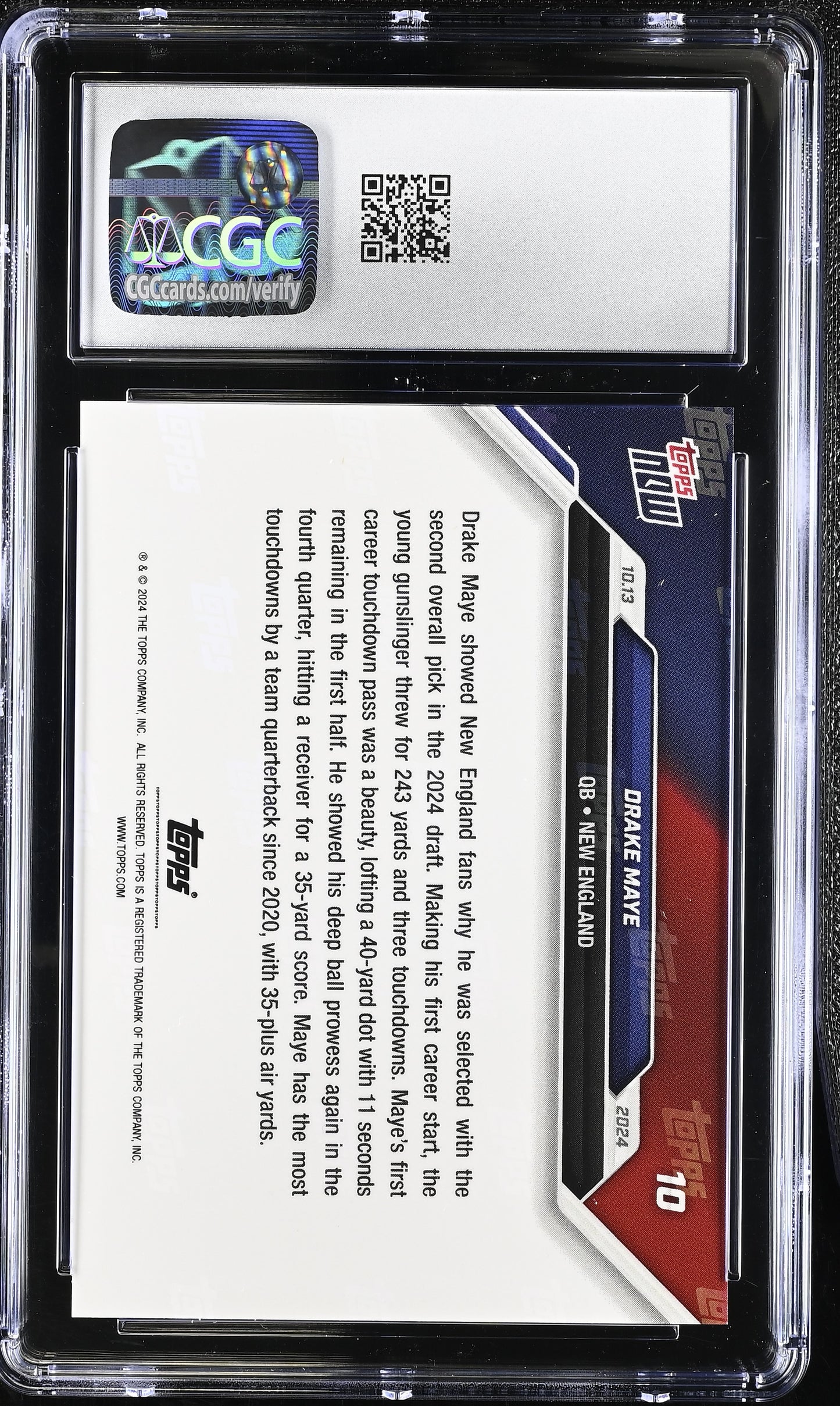 2024 Topps Now Drake Maye #10 CGC 9.5