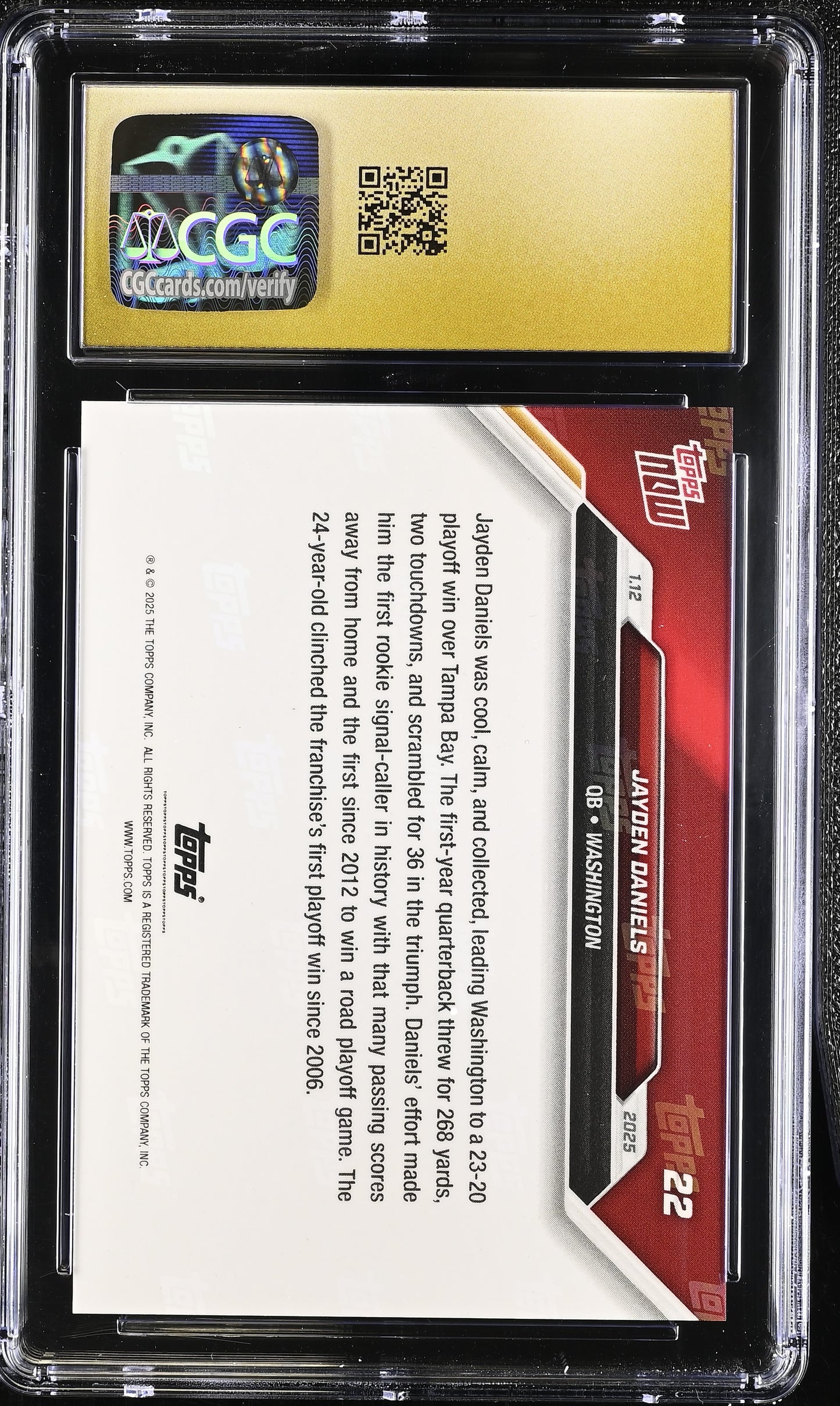 2024 Topps Now Jayden Daniels #22 CGC 10 Pristine Black Label