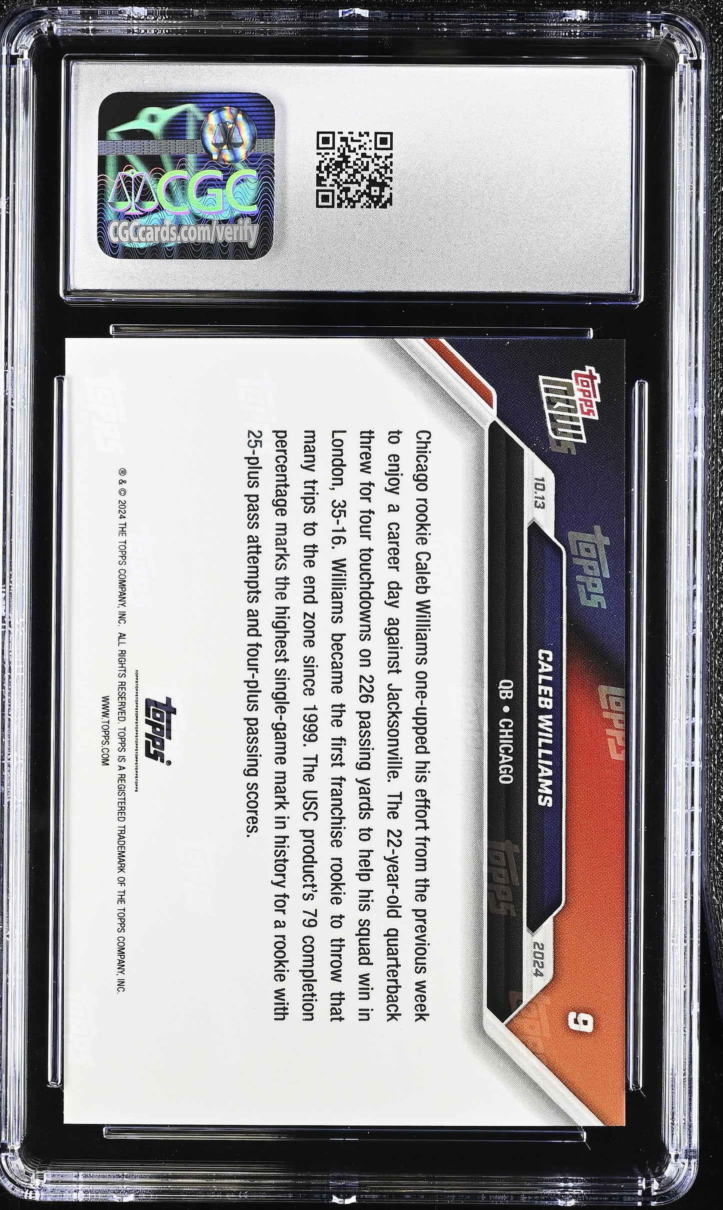 2024 Topps Now Caleb Williams #9 CGC 10