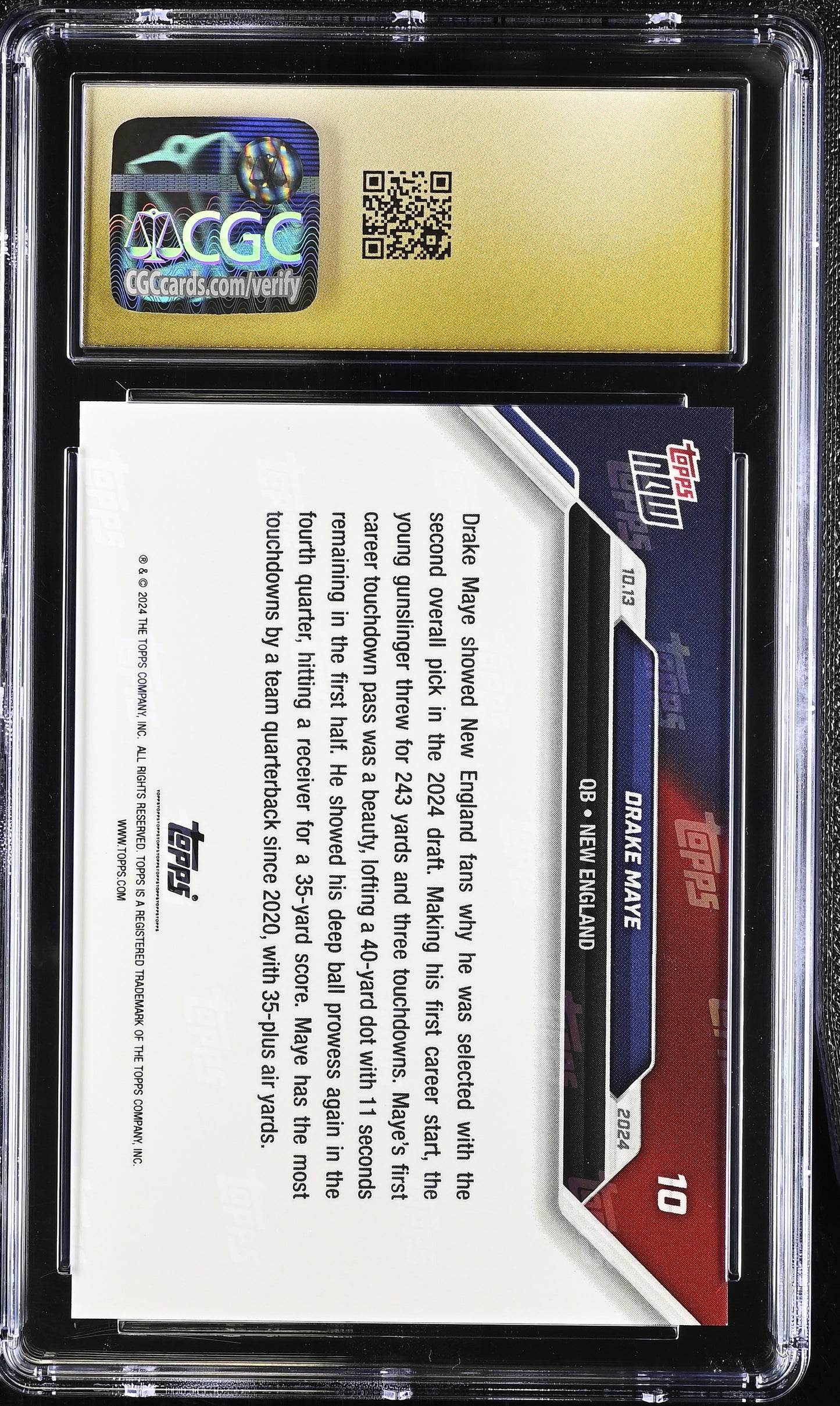 2024 Topps Now Drake Maye #10 CGC 10