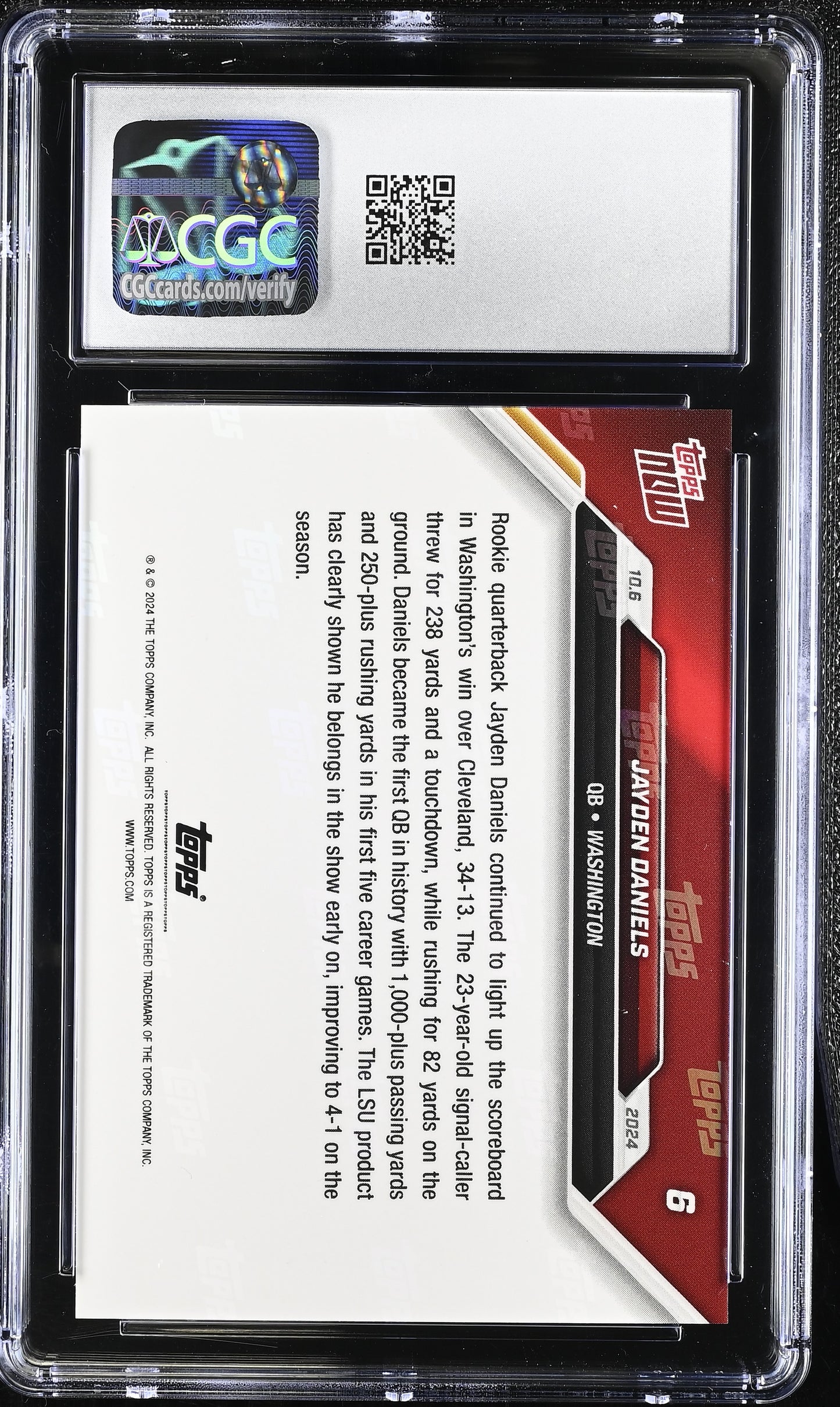 2024 Topps Now Jayden Daniels #6 CGC 10