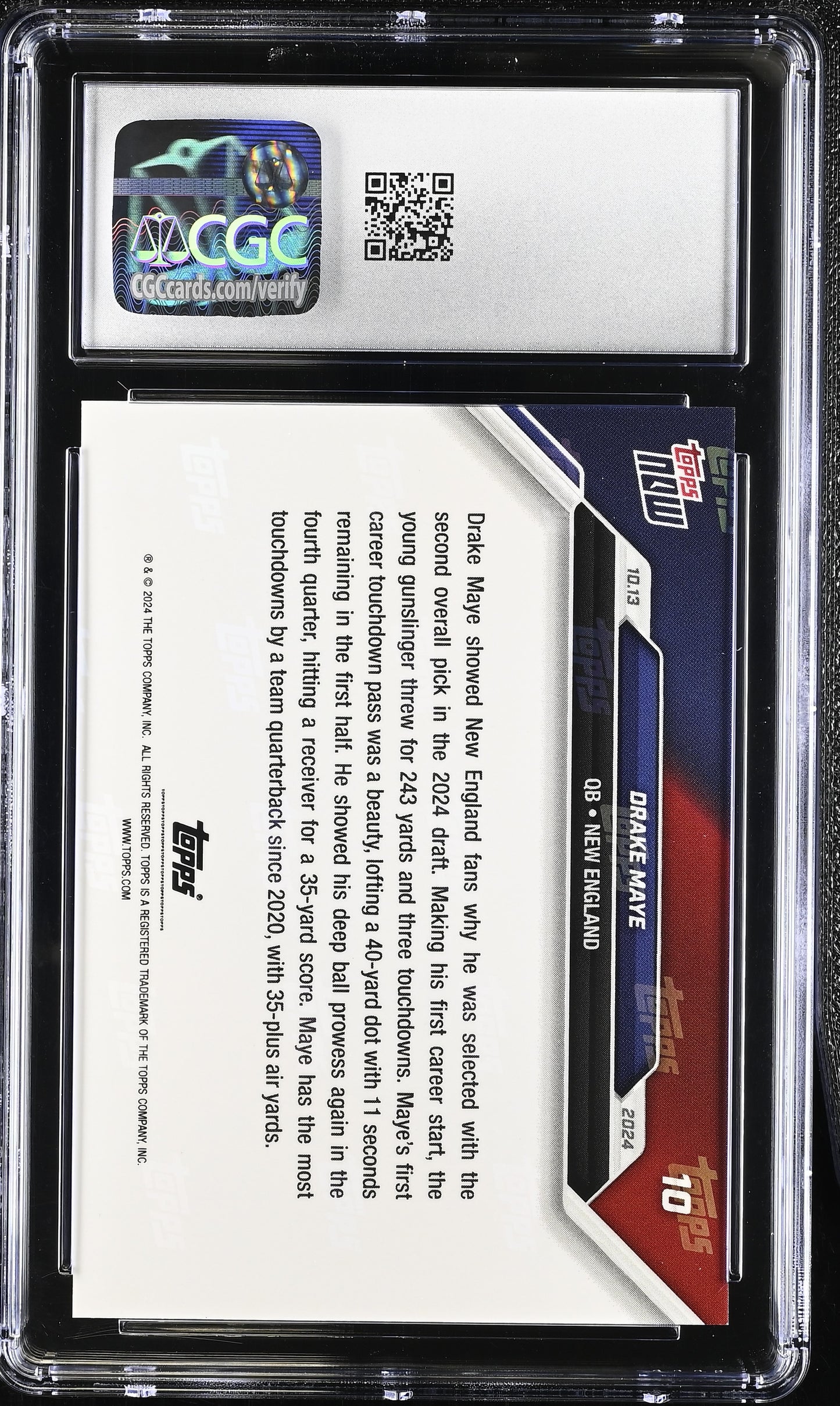 2024 Topps Now Drake Maye #10 CGC 10