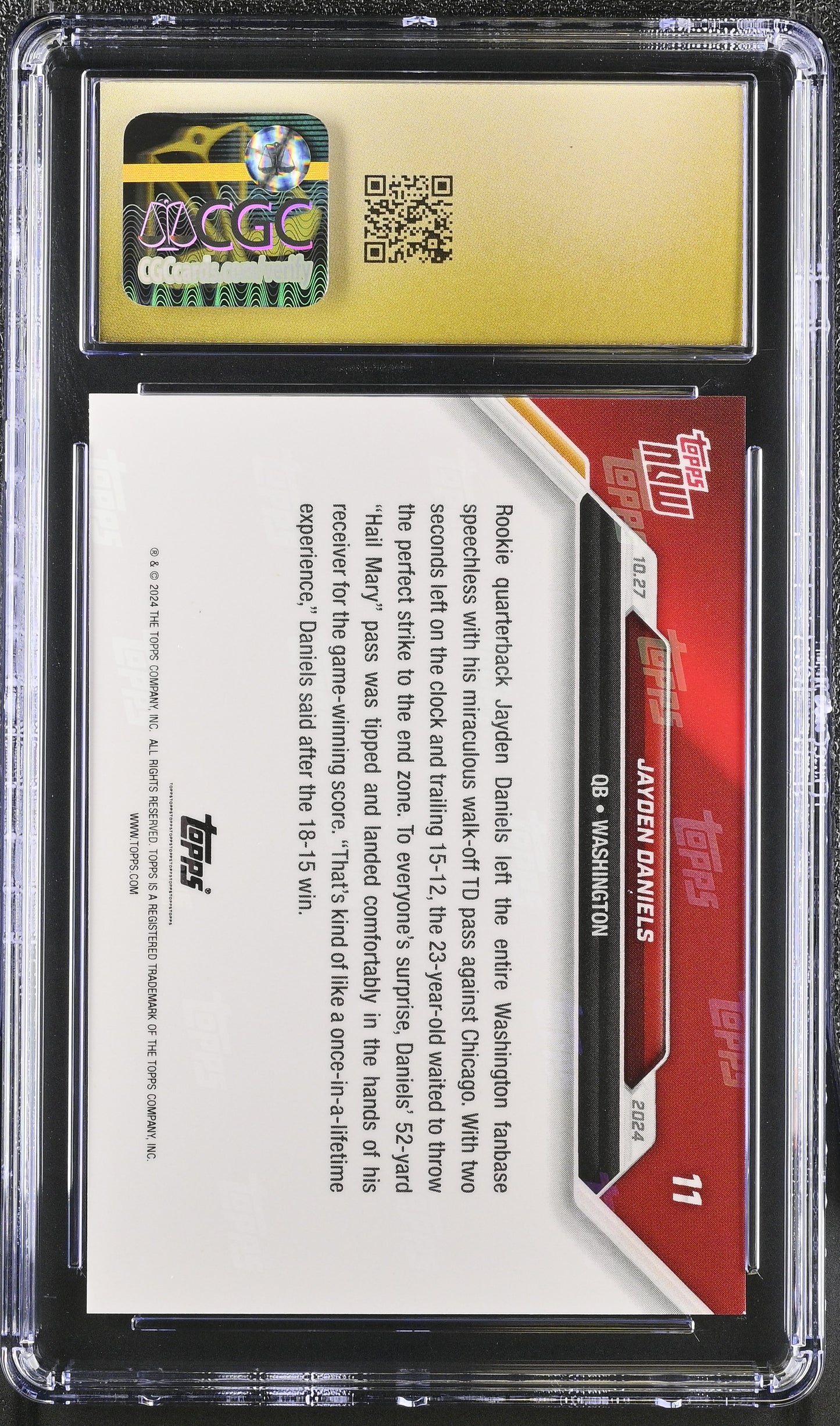 2024 Topps Now Jayden Daniels #11 CGC 10 Pristine Black Label