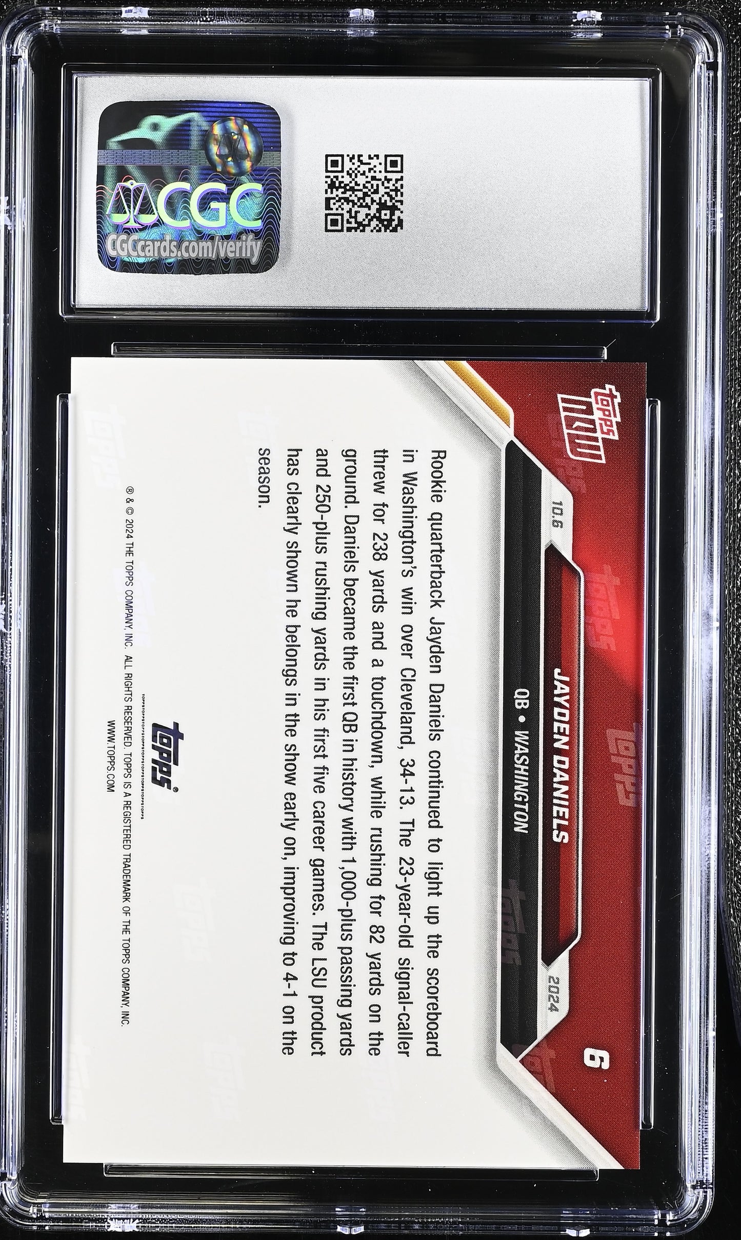 2024 Topps Now Jayden Daniels #6 CGC 9