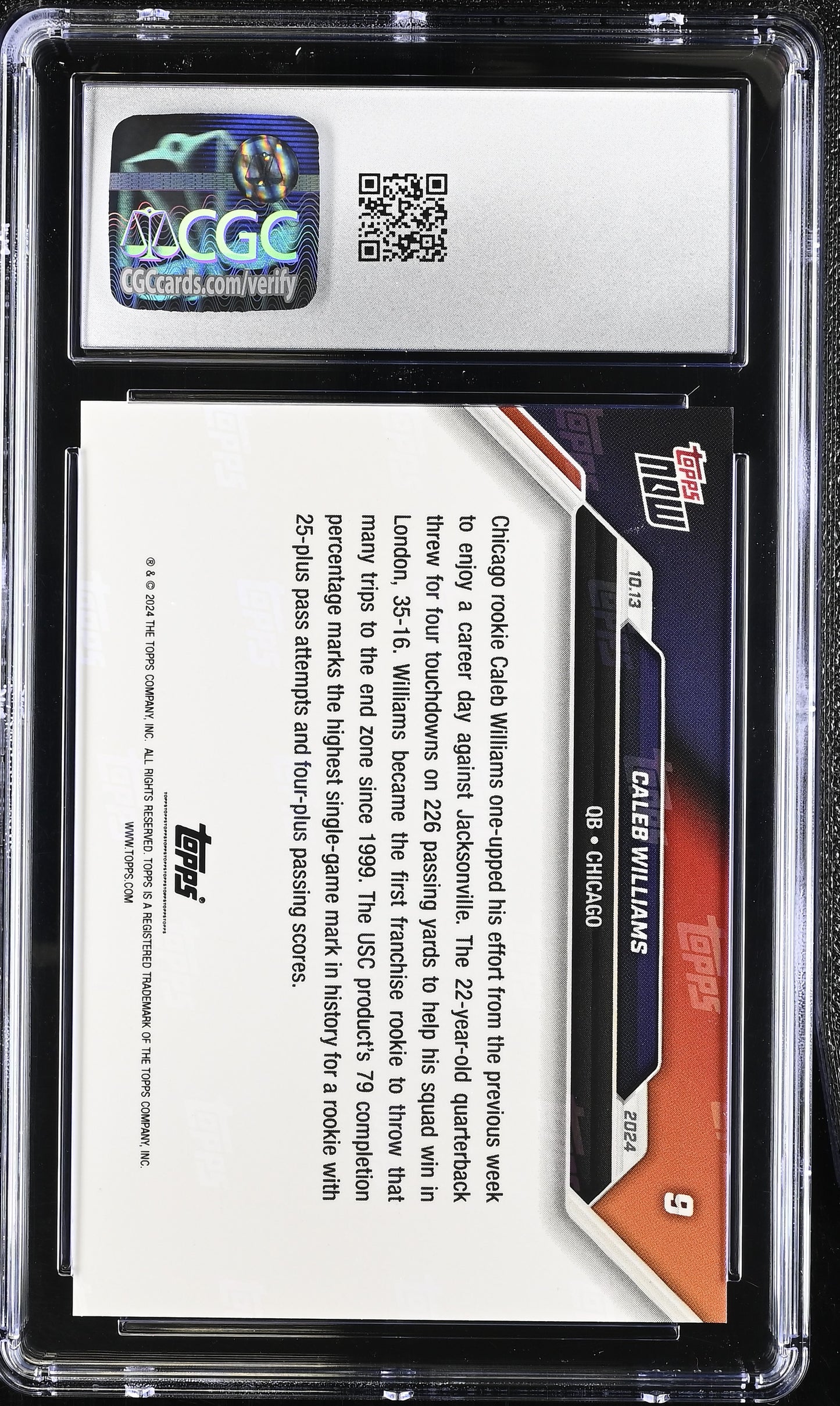 2024 Topps Now Caleb Williams #9 CGC 10