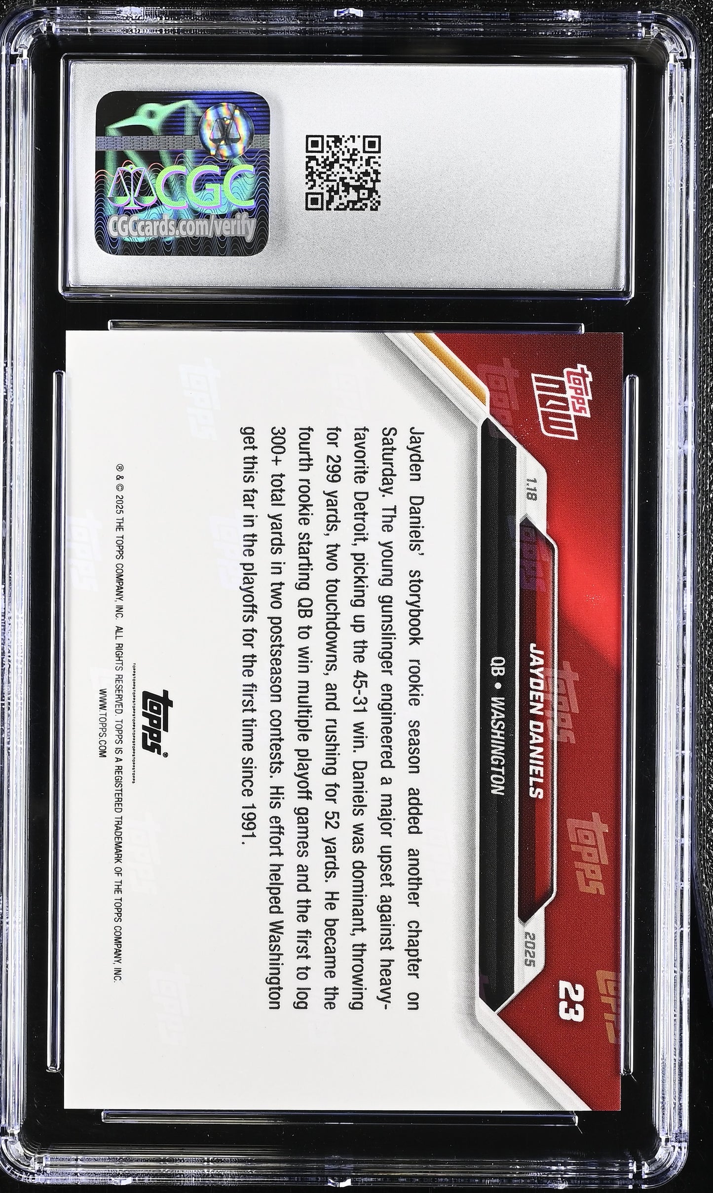 2025 Topps Now Jayden Daniels #23 CGC 10