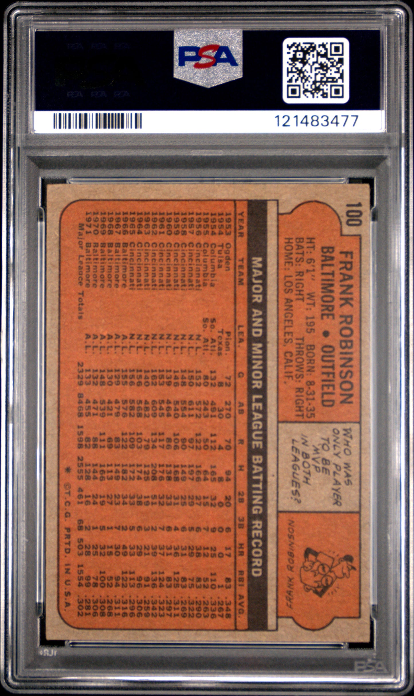 1972 Topps Frank Robinson #100 PSA 3.5