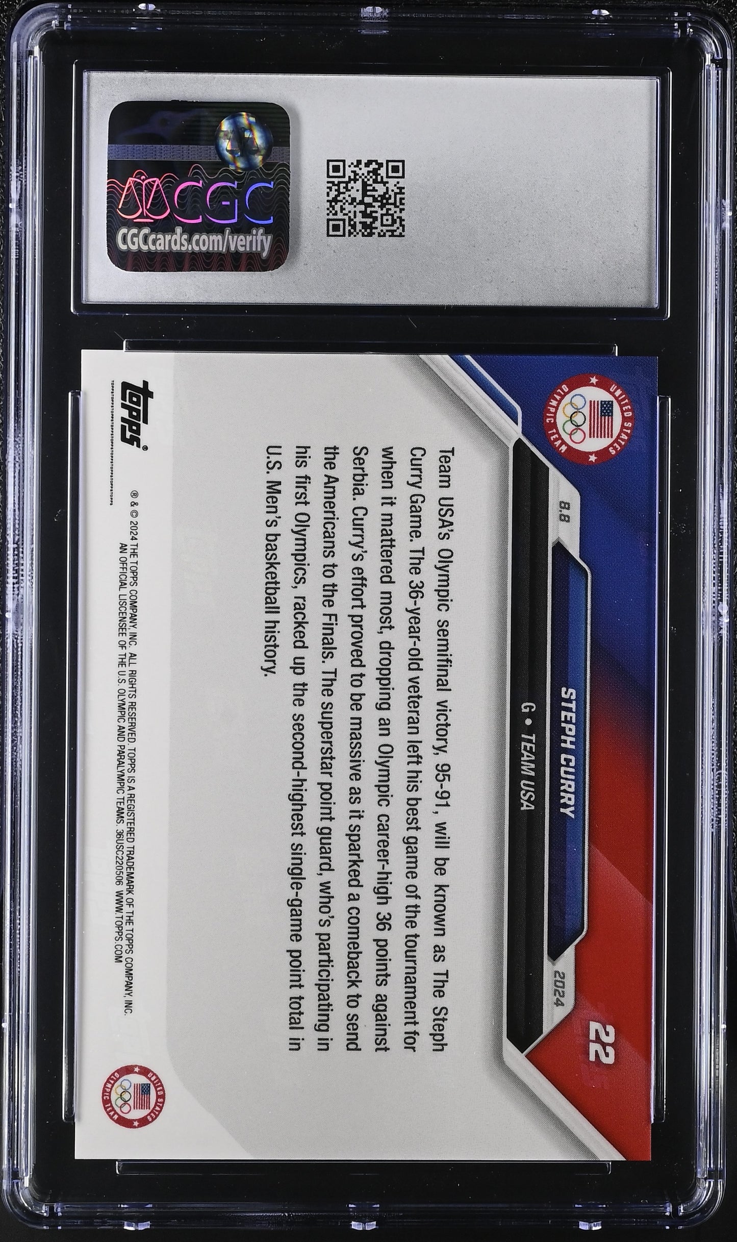 2024 Topps Now Olympic Games #22 CGC 10