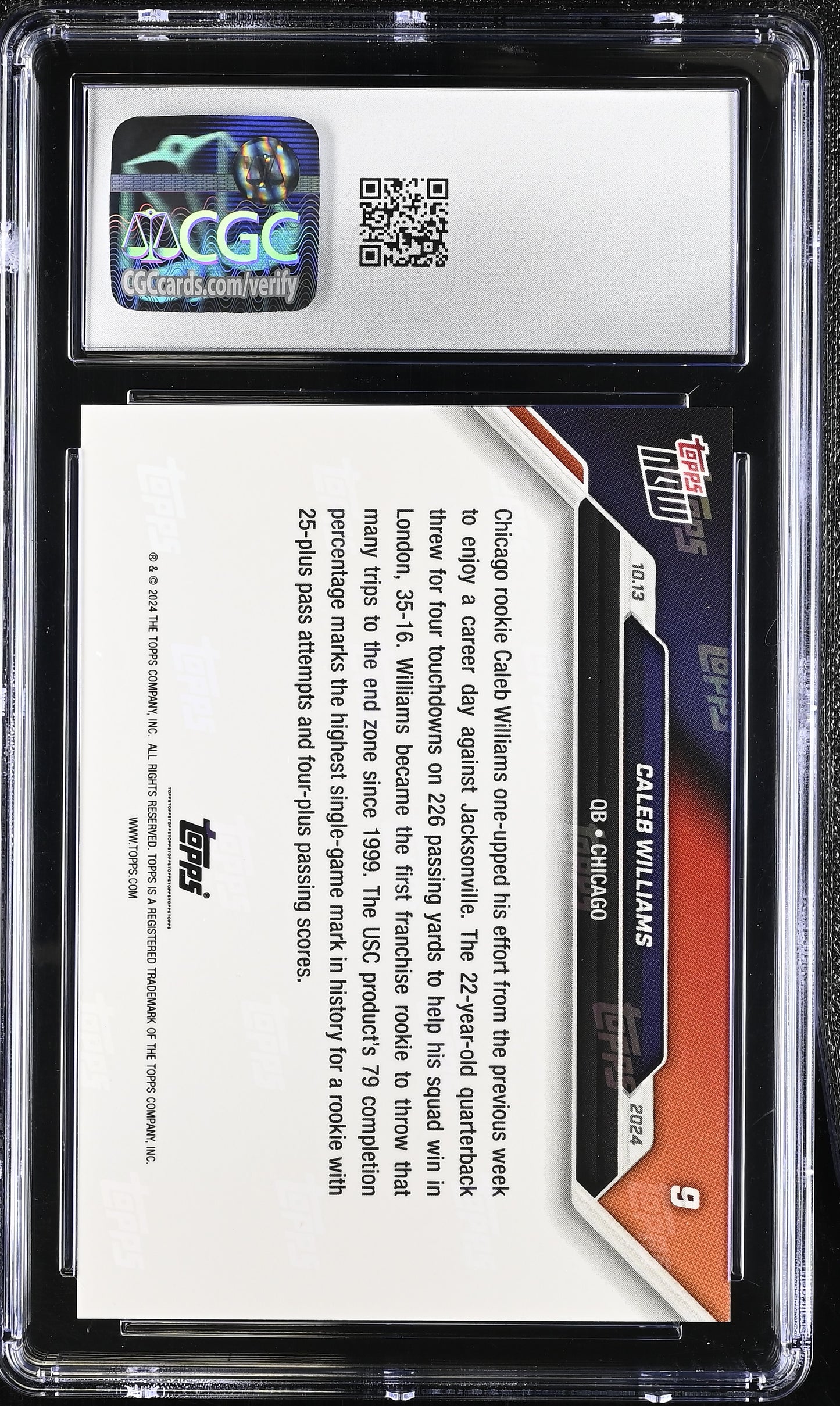 2024 Topps Now Caleb Williams #9 CGC 10