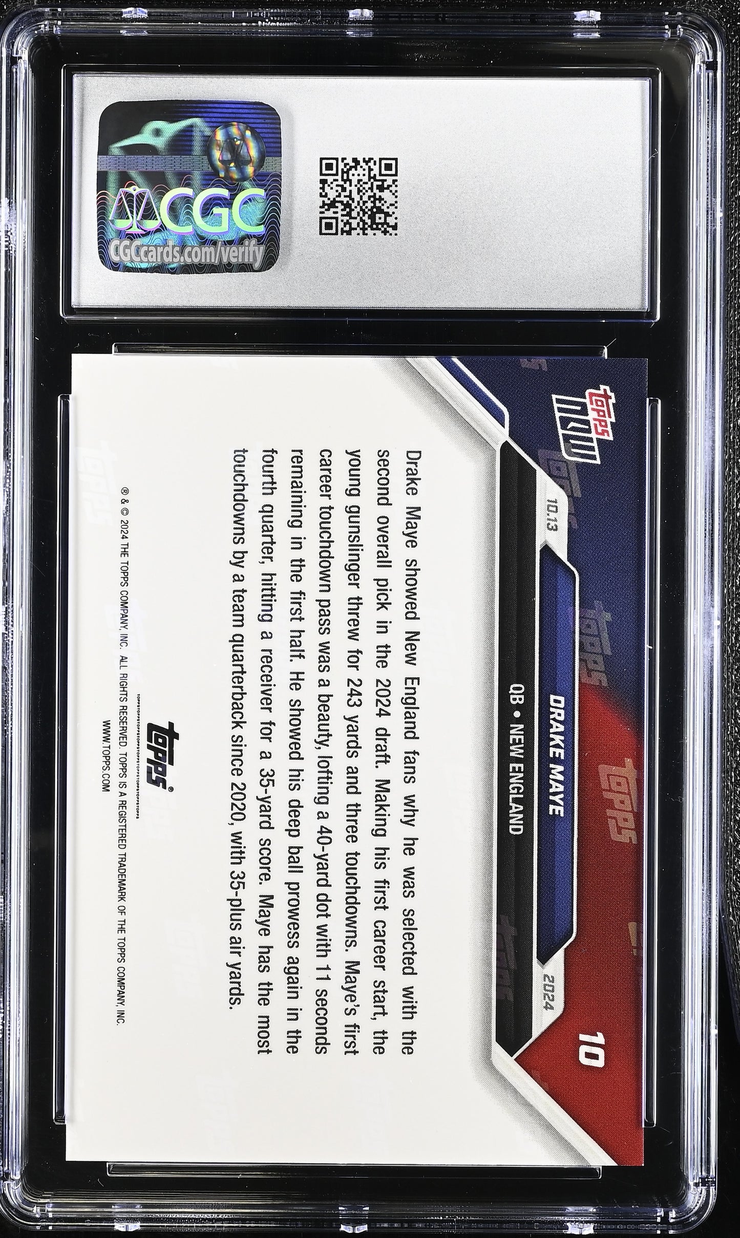 2024 Topps Now Drake Maye #10 CGC 10