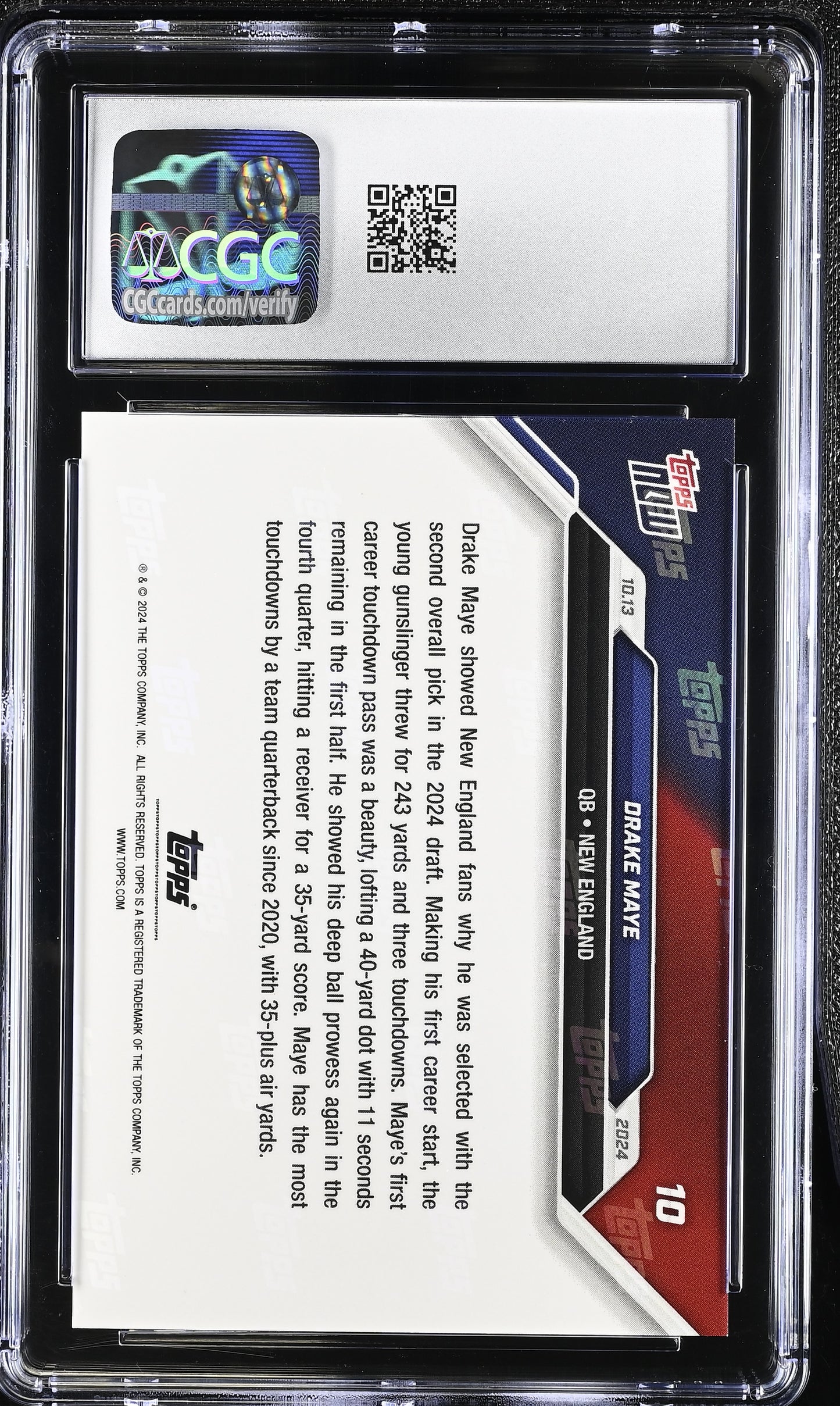 2024 Topps Now Drake Maye #10 CGC 10