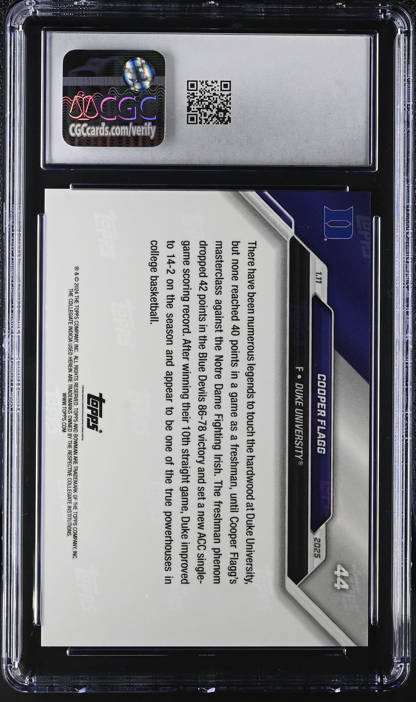 2024-25 Bowman U Now Cooper Flagg #44 CGC 9