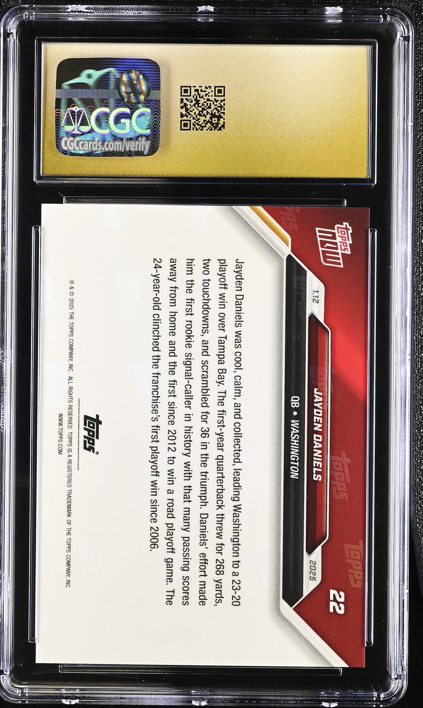 2024 Topps Now Jayden Daniels #22 CGC 10 Pristine Black Label