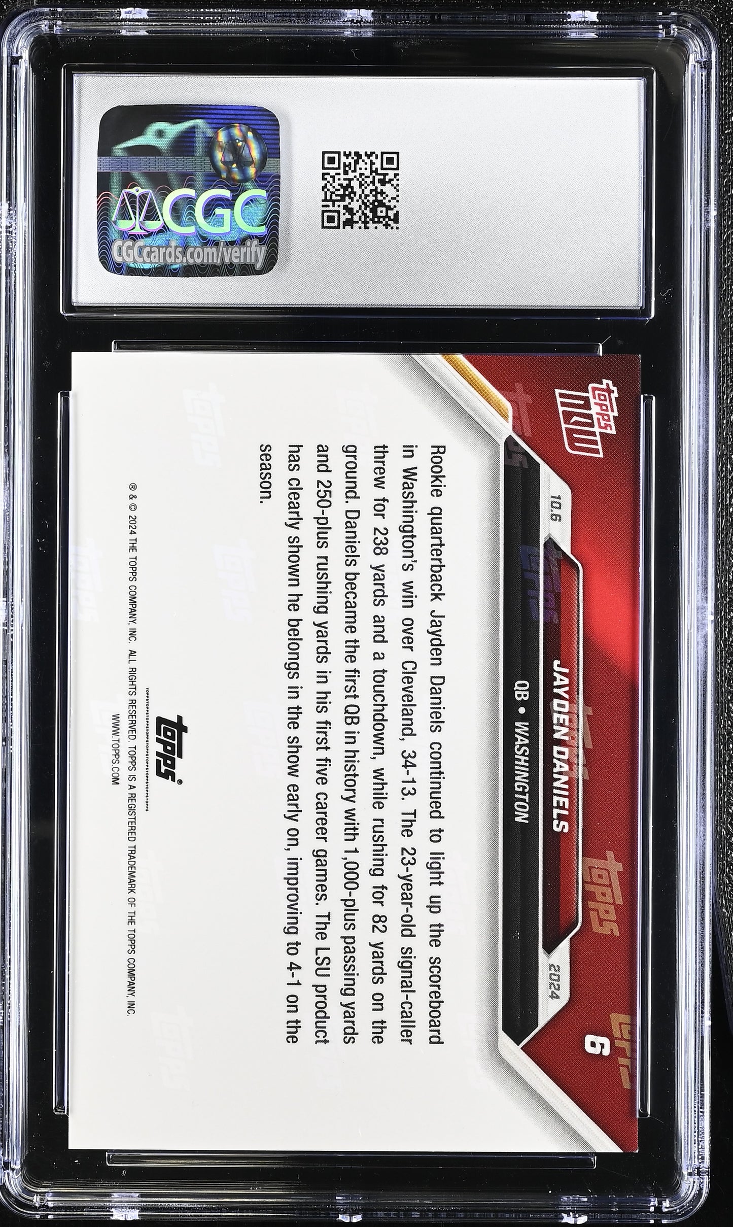 2024 Topps Now Jayden Daniels #6 CGC 9.5
